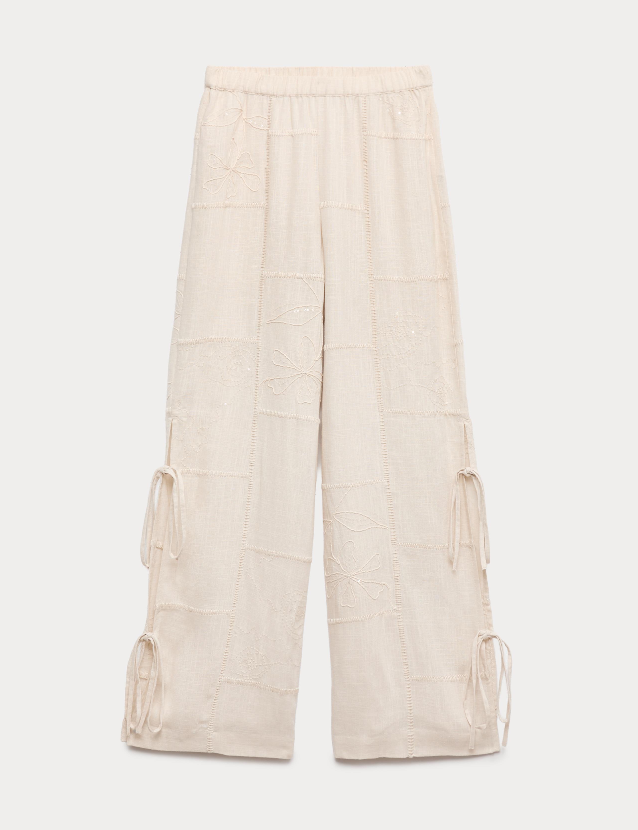 Wide Leg Trousers with Linen 2 of 6