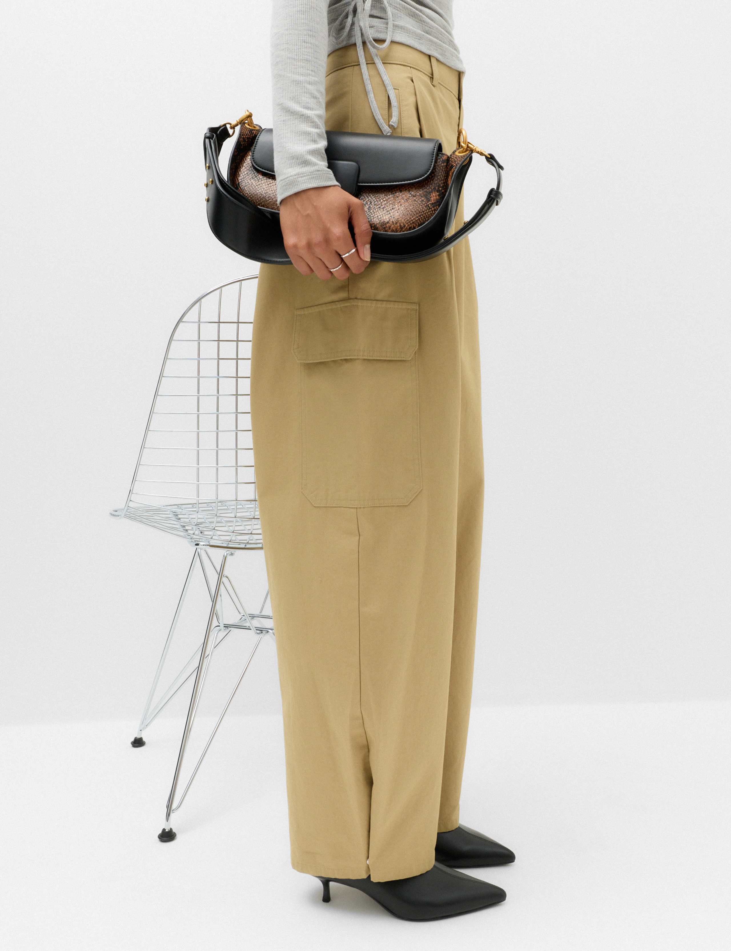 Pure Cotton Cargo Barrel Leg Trousers 3 of 6