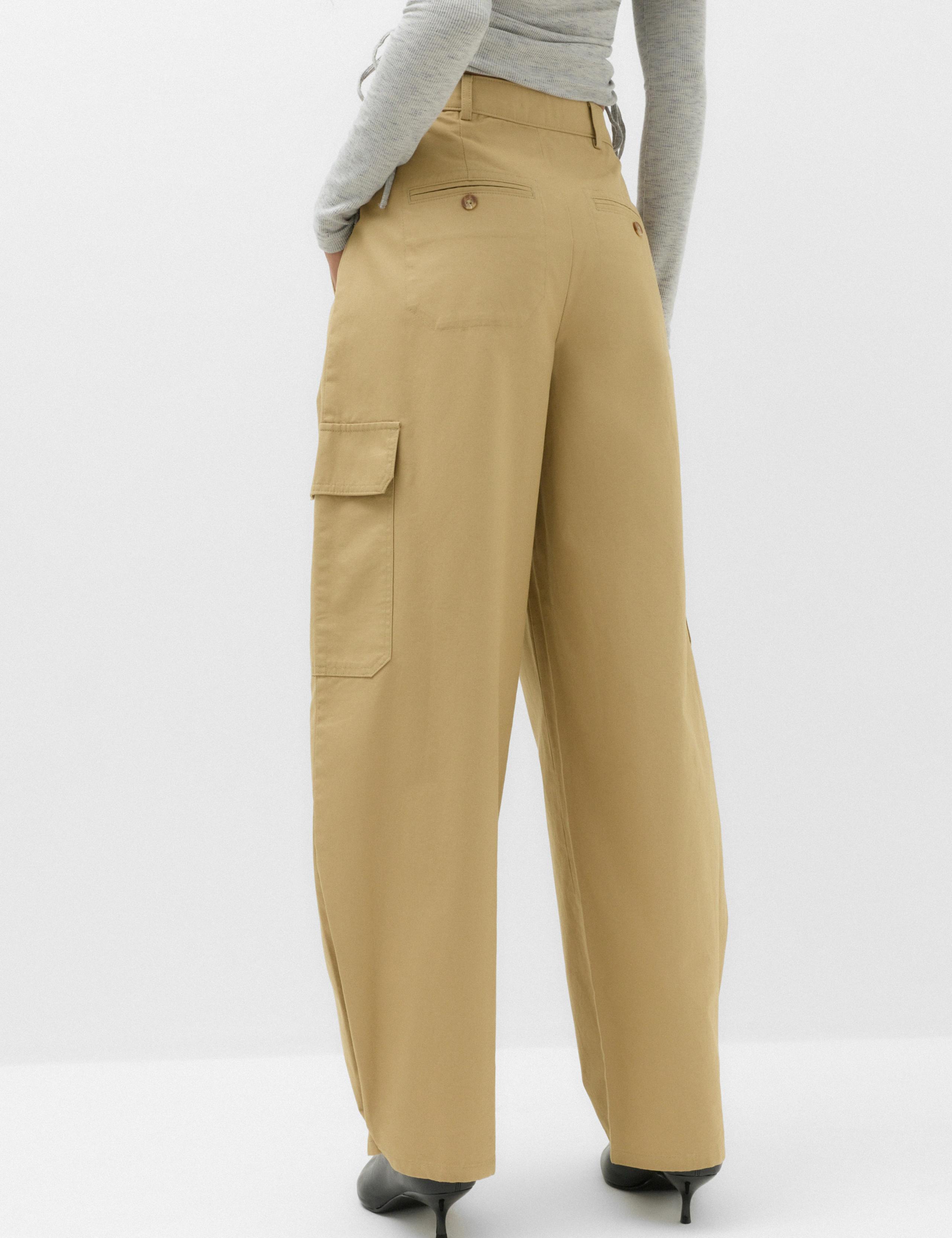 Pure Cotton Cargo Barrel Leg Trousers 5 of 6