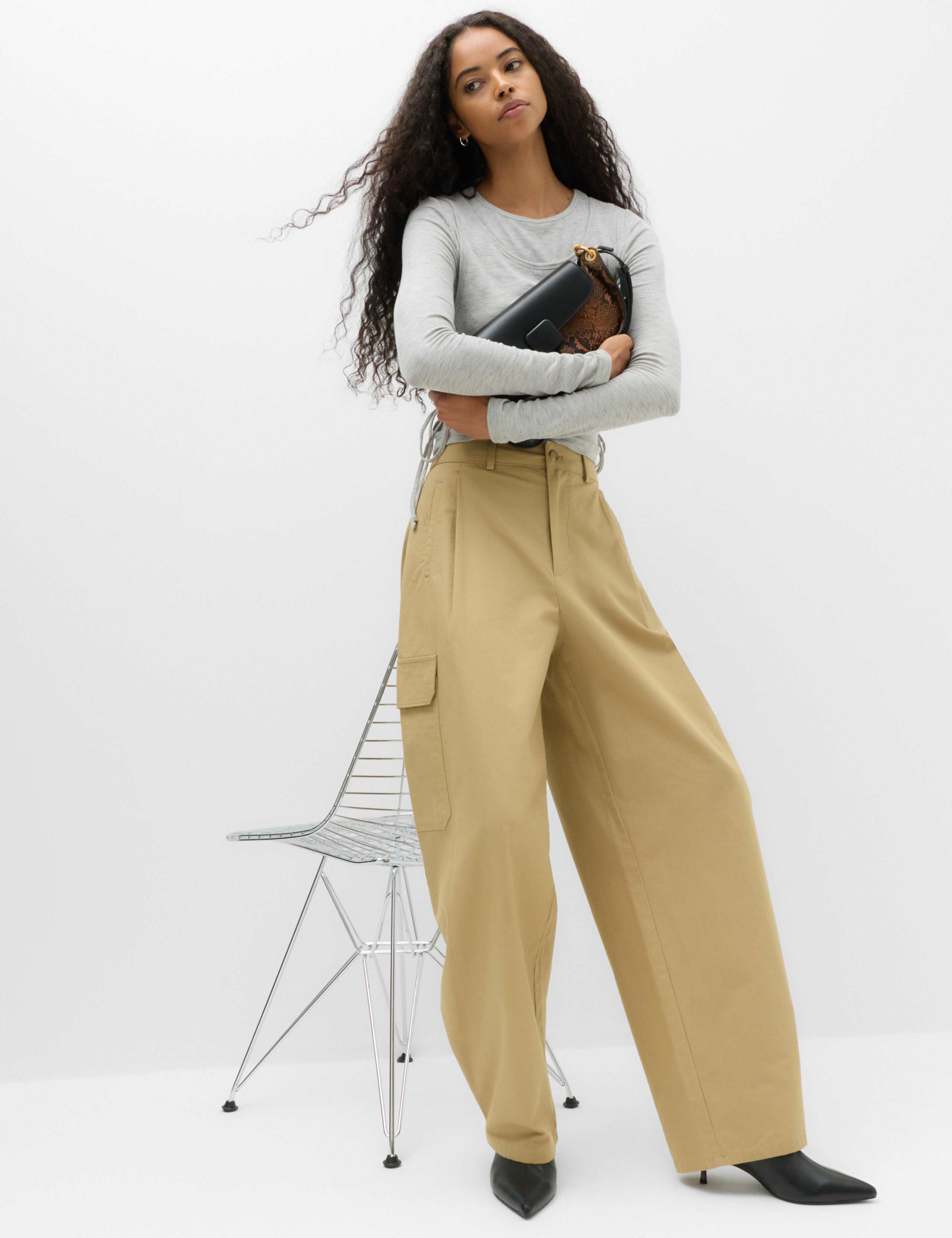 Pure Cotton Cargo Barrel Leg Trousers 6 of 6
