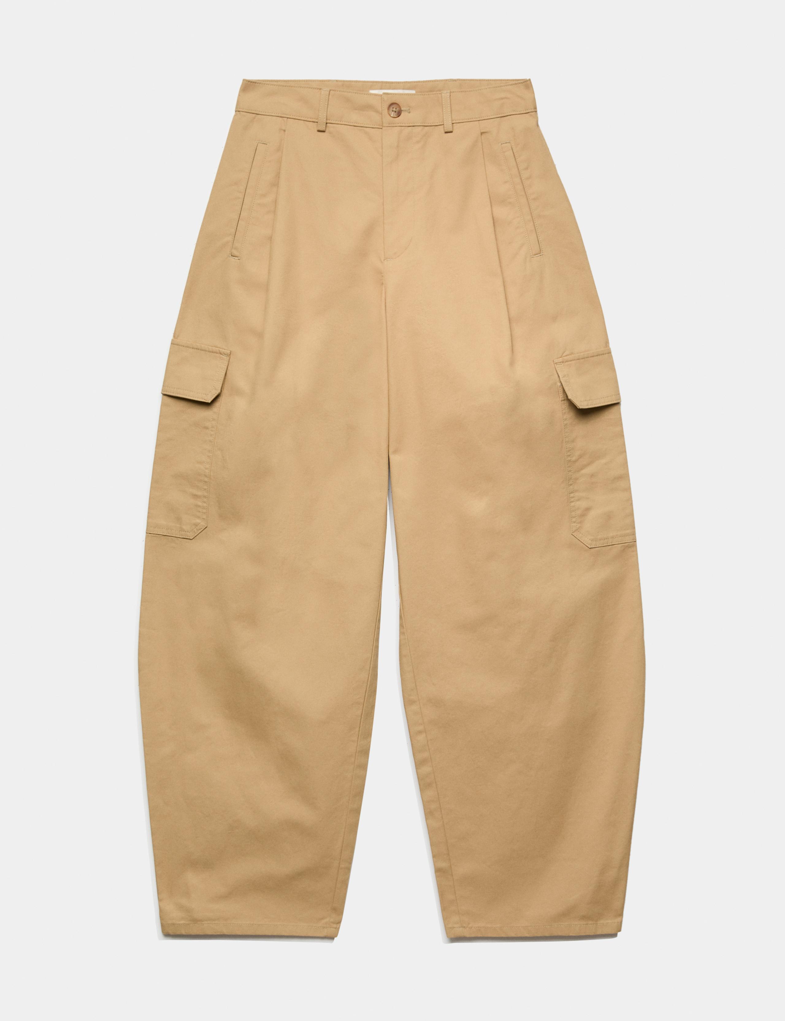 Pure Cotton Cargo Barrel Leg Trousers 2 of 6