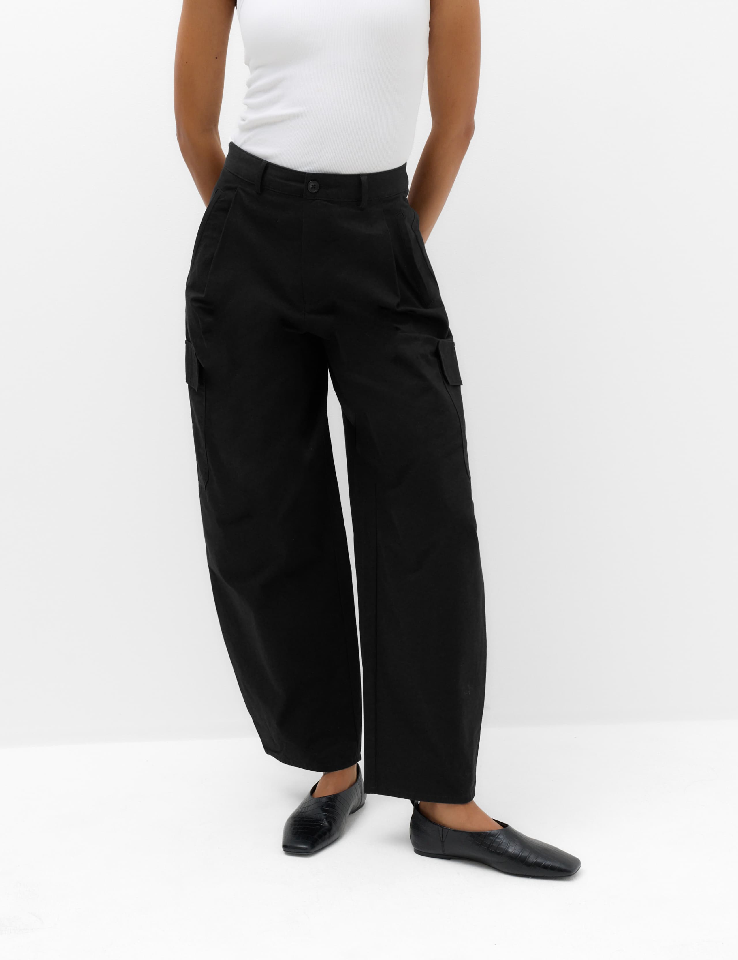 Pure Cotton Cargo Barrel Leg Trousers 6 of 7