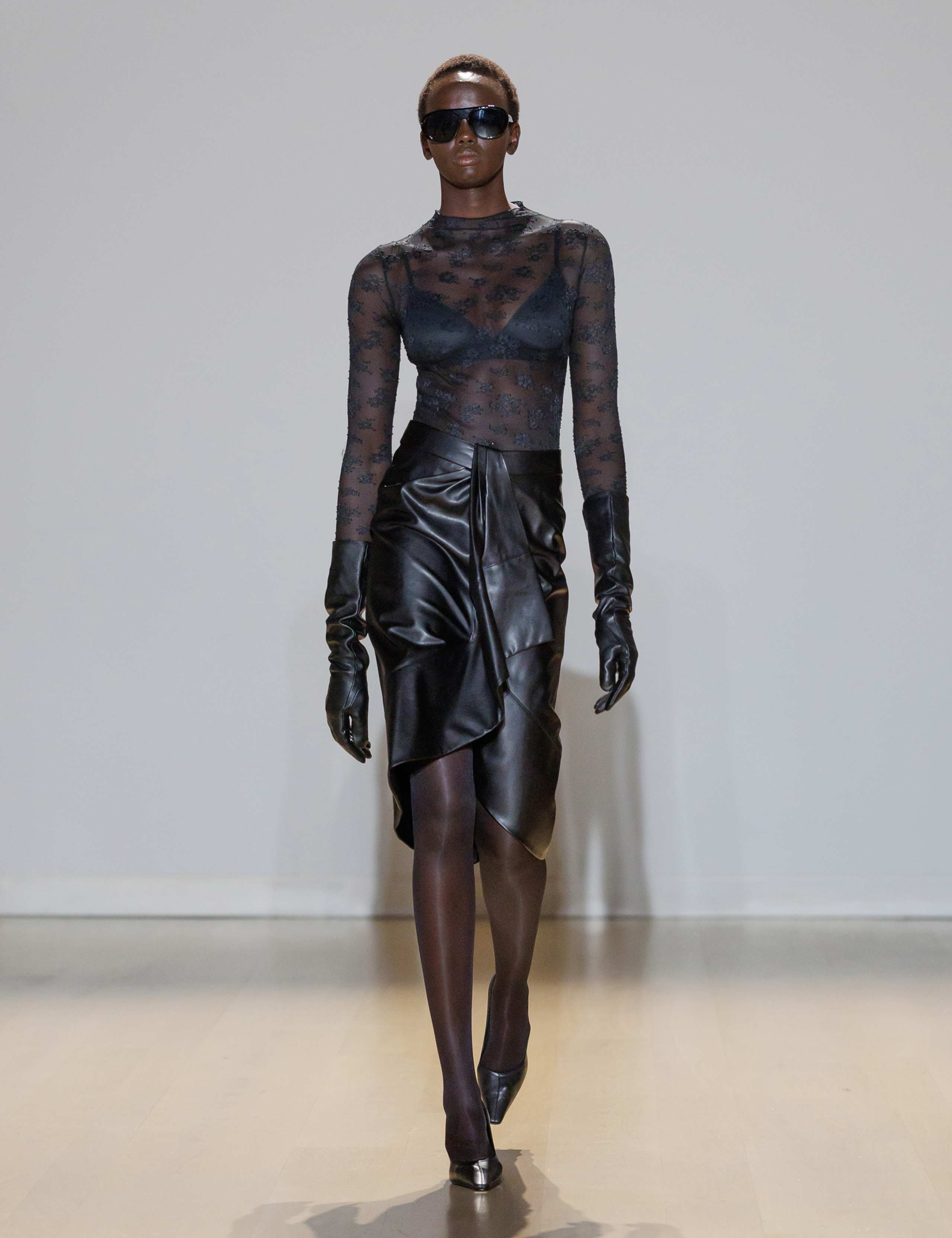 Faux Leather Midi Wrap Skirt 1 of 7
