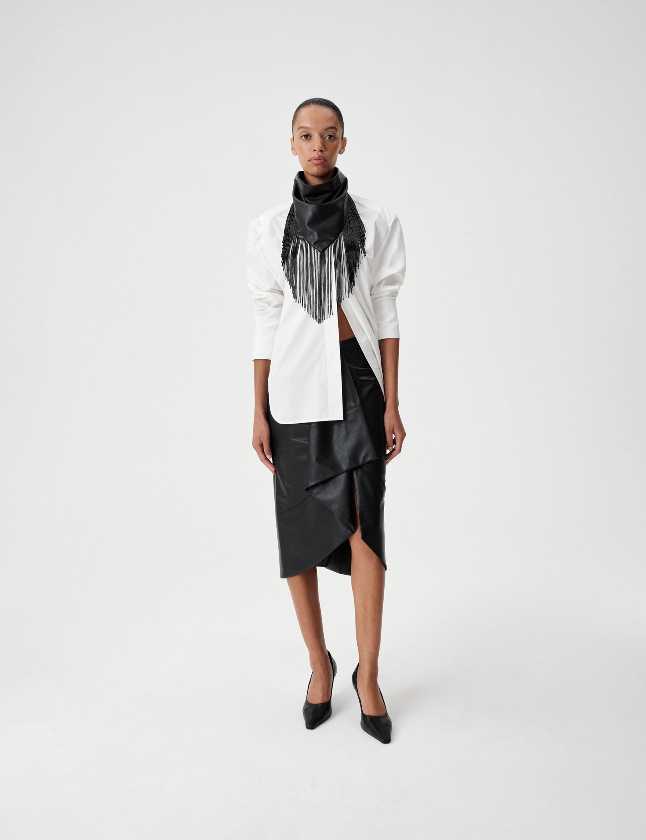 Faux Leather Midi Wrap Skirt 3 of 7