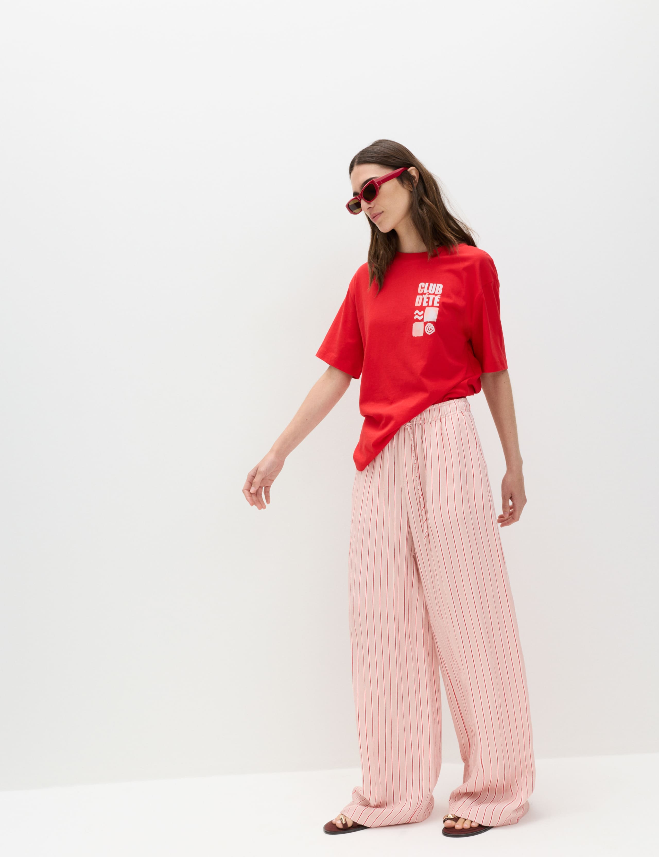 Lyocell Rich Drawstring Wide Leg Trousers 3 of 6
