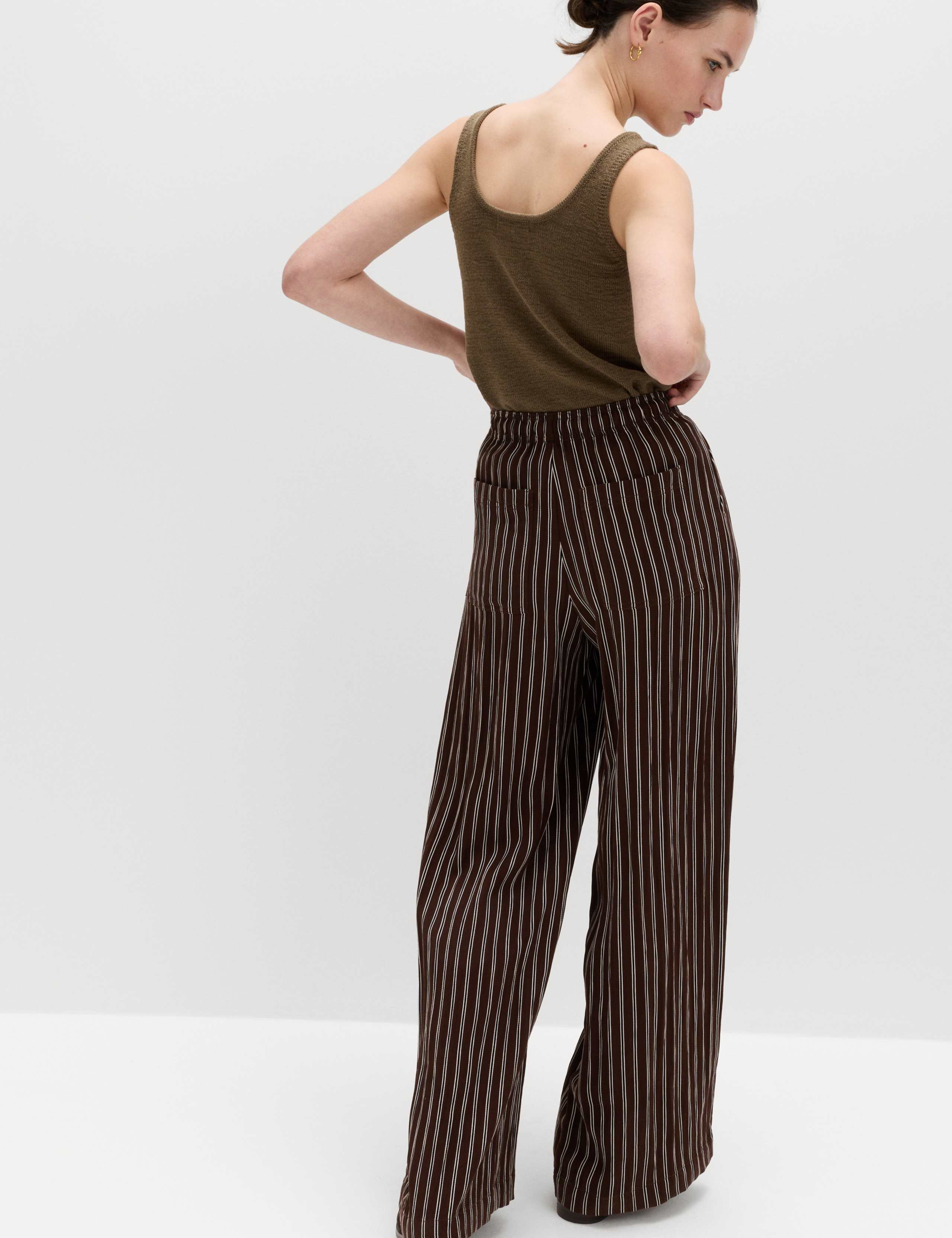 Lyocell Rich Drawstring Wide Leg Trousers 3 of 6