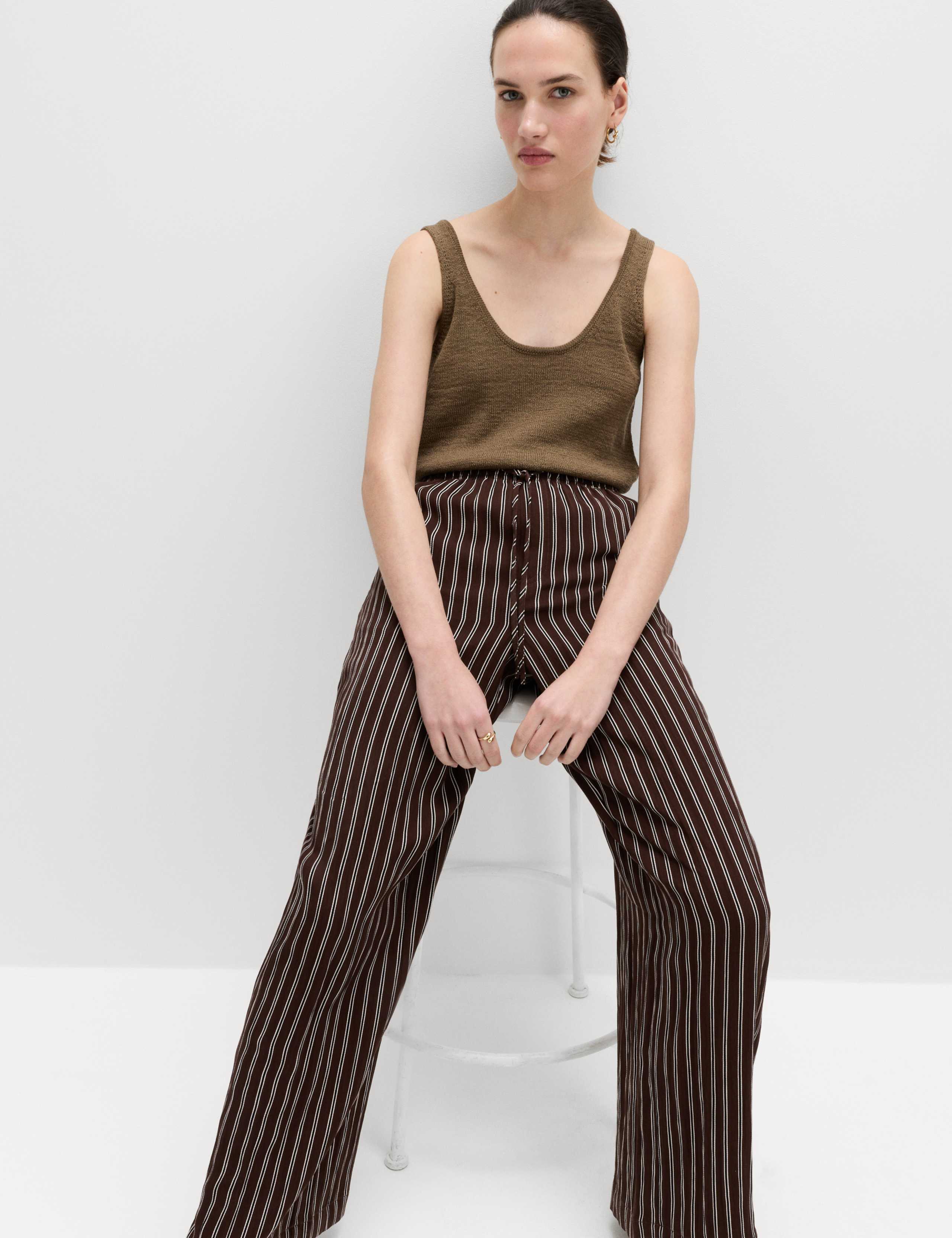 Lyocell Rich Drawstring Wide Leg Trousers 6 of 6