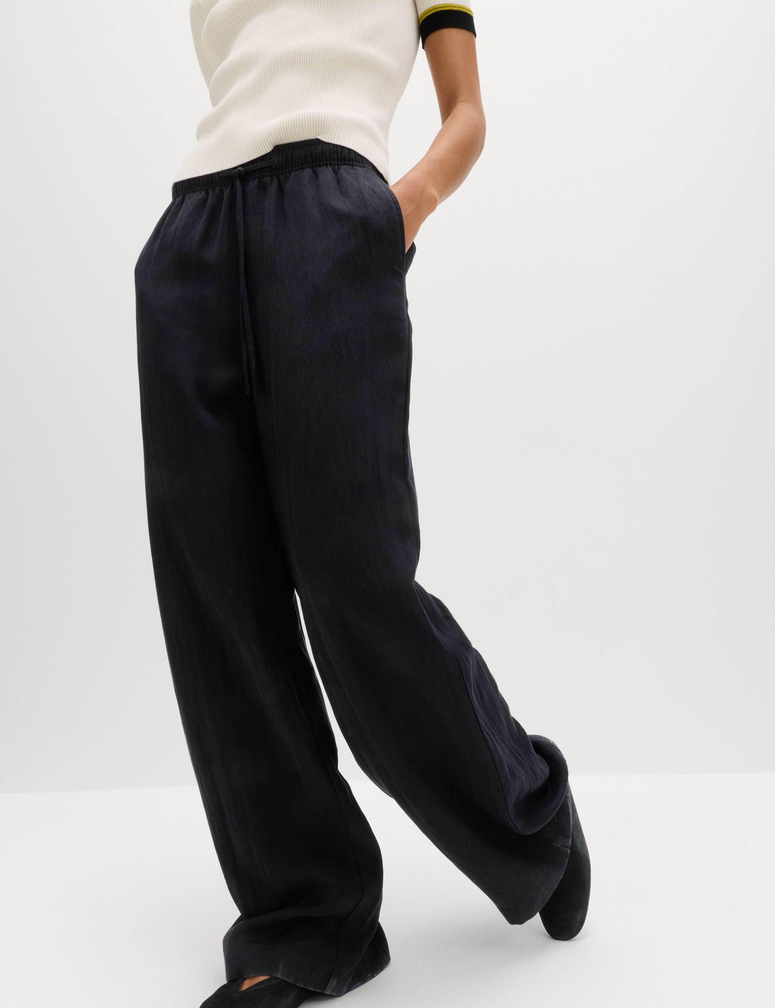 Lyocell Rich Drawstring Wide Leg Trousers 3 of 6