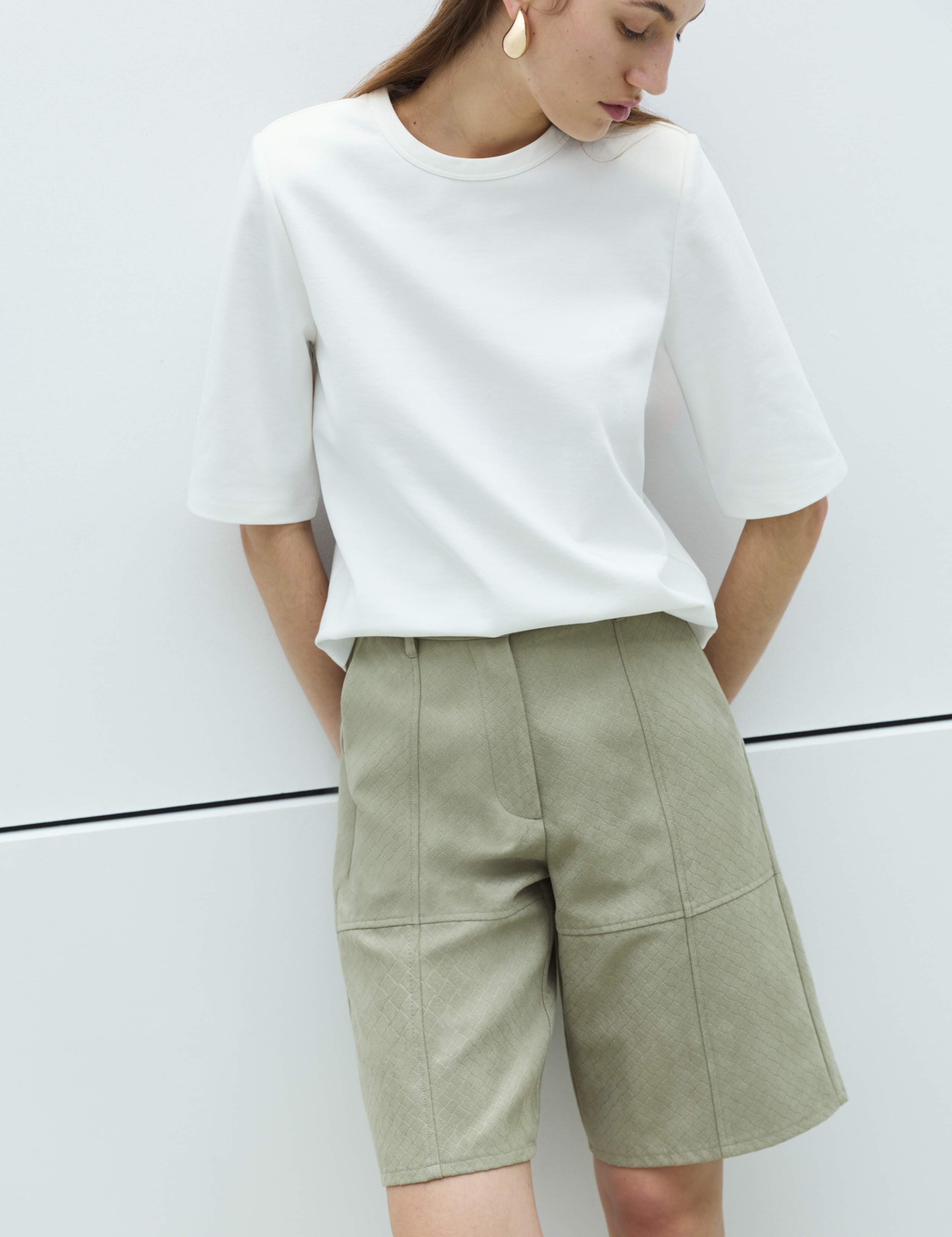 Faux Suede Weave Effect Longline Shorts 5 of 5