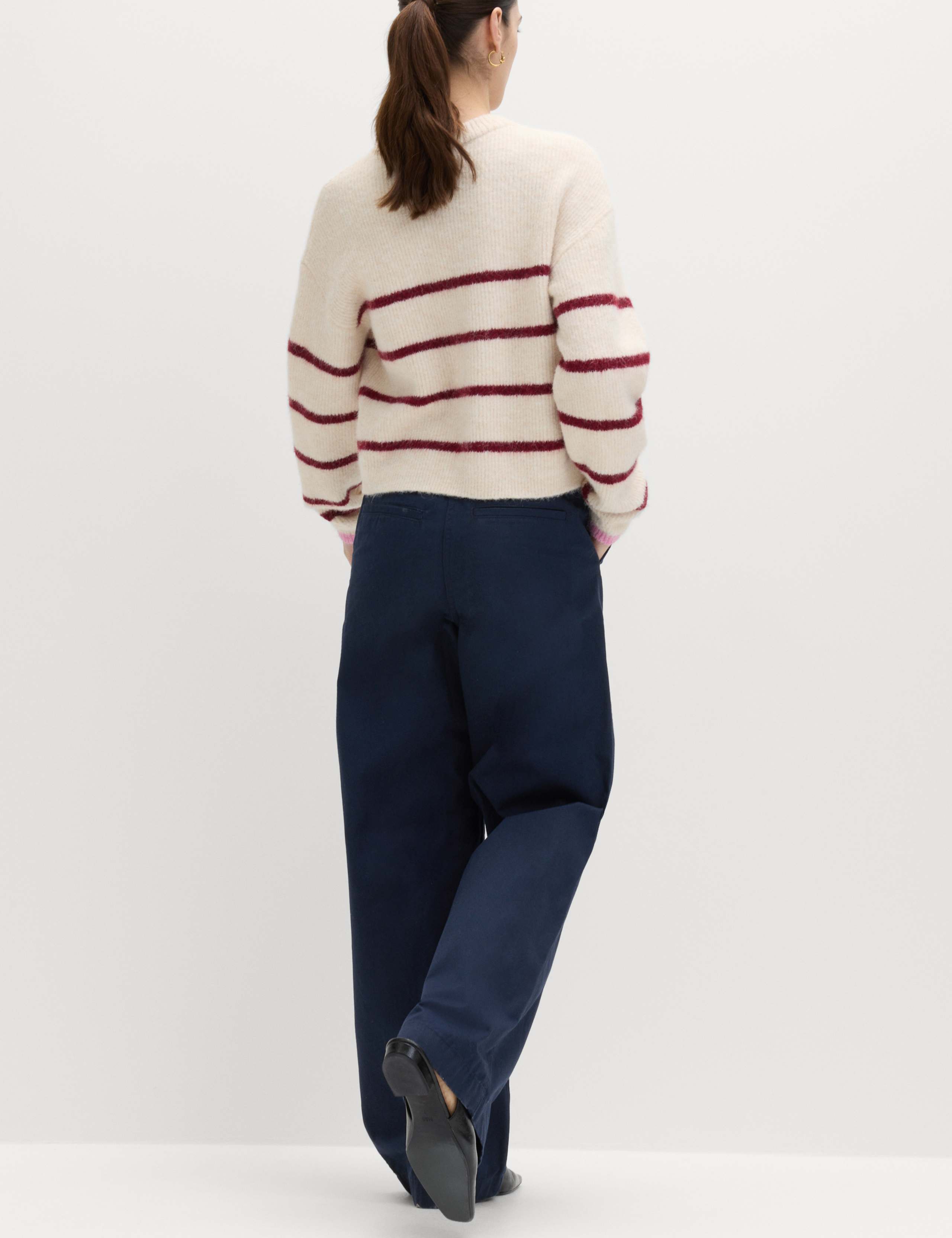Pure Cotton Belted Straight Leg Trousers 4 of 6