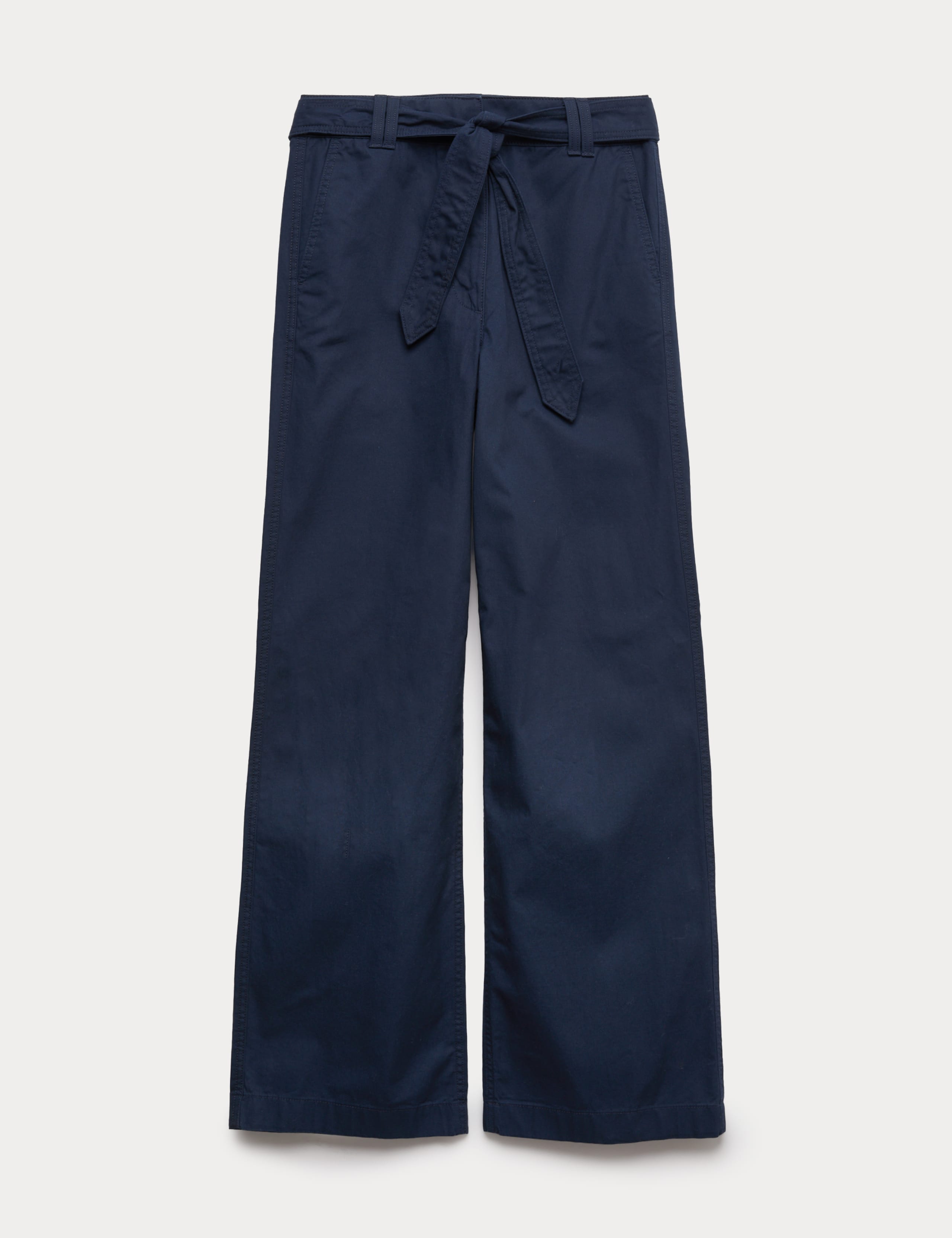 Pure Cotton Belted Straight Leg Trousers 2 of 6
