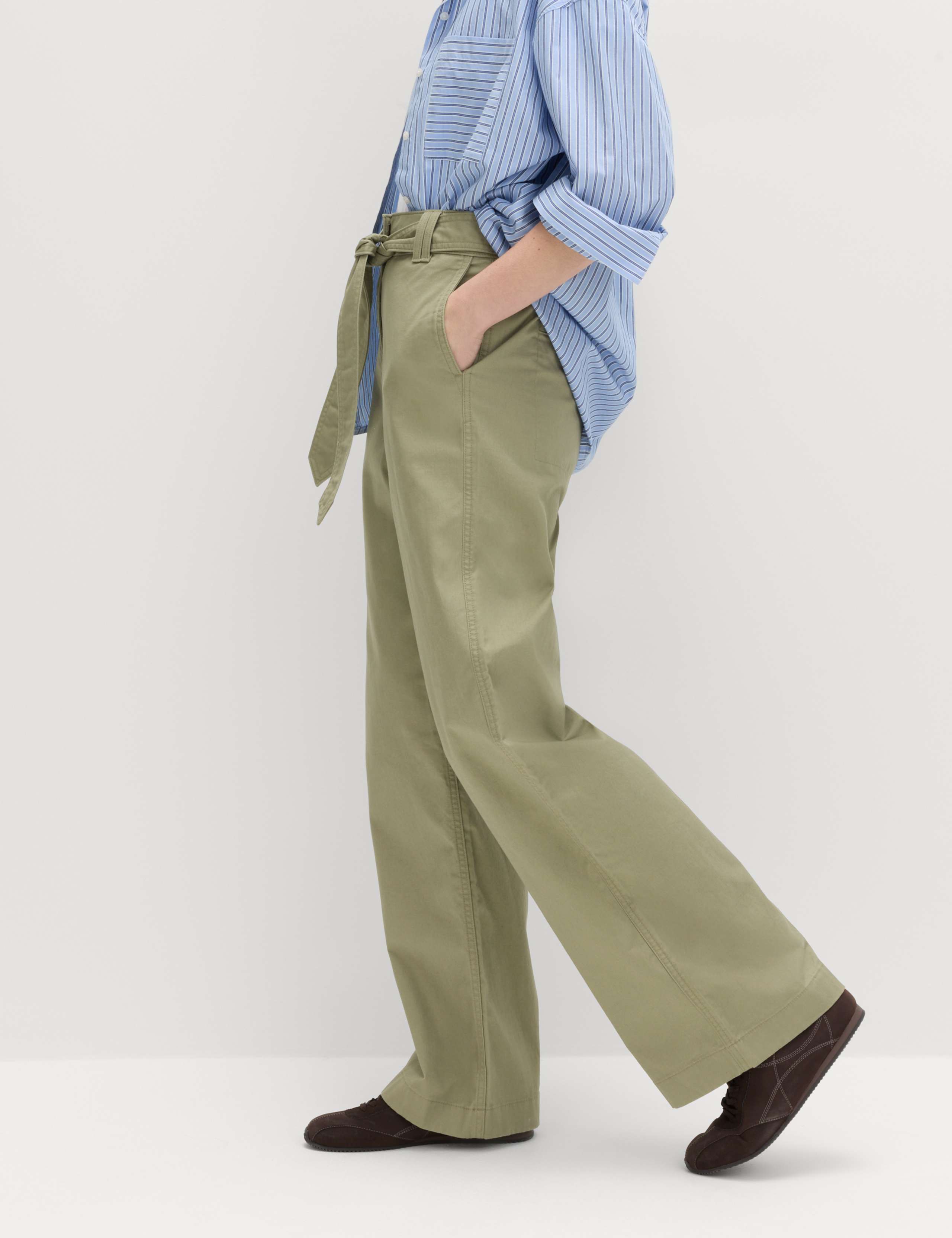 Pure Cotton Belted Straight Leg Trousers 5 of 6