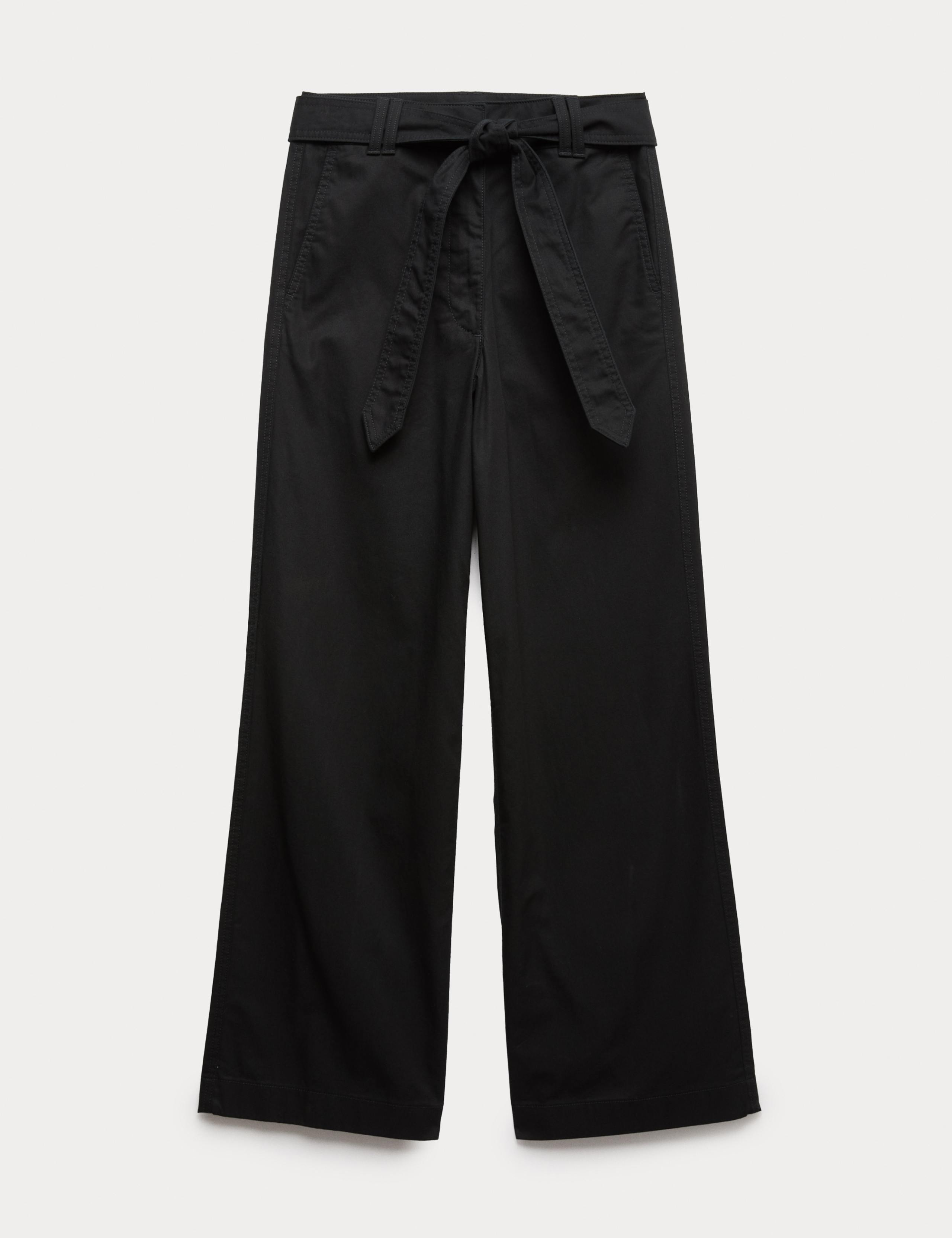 Pure Cotton Belted Straight Leg Trousers 2 of 6