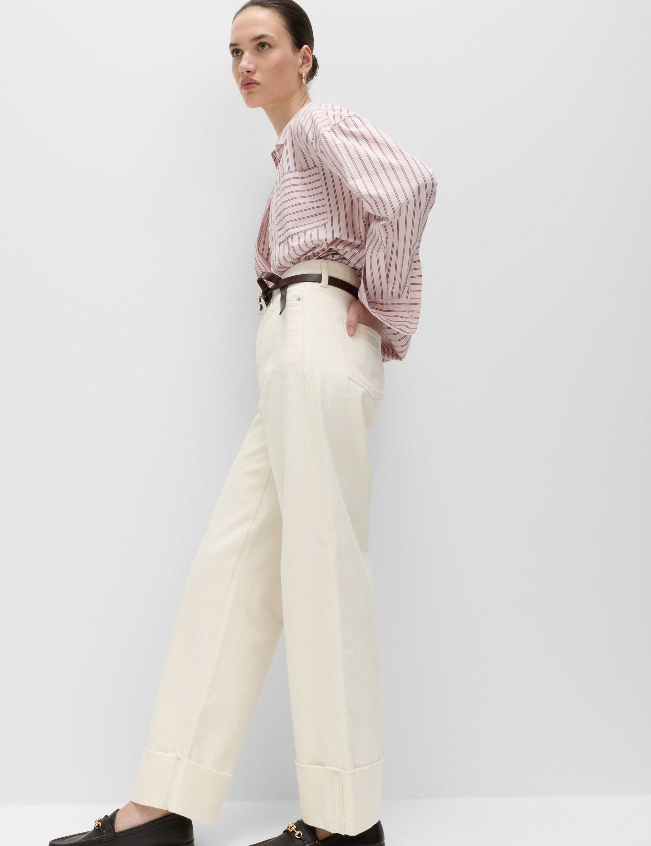 High Waisted Wide Leg Turn Up Jeans 5 of 6