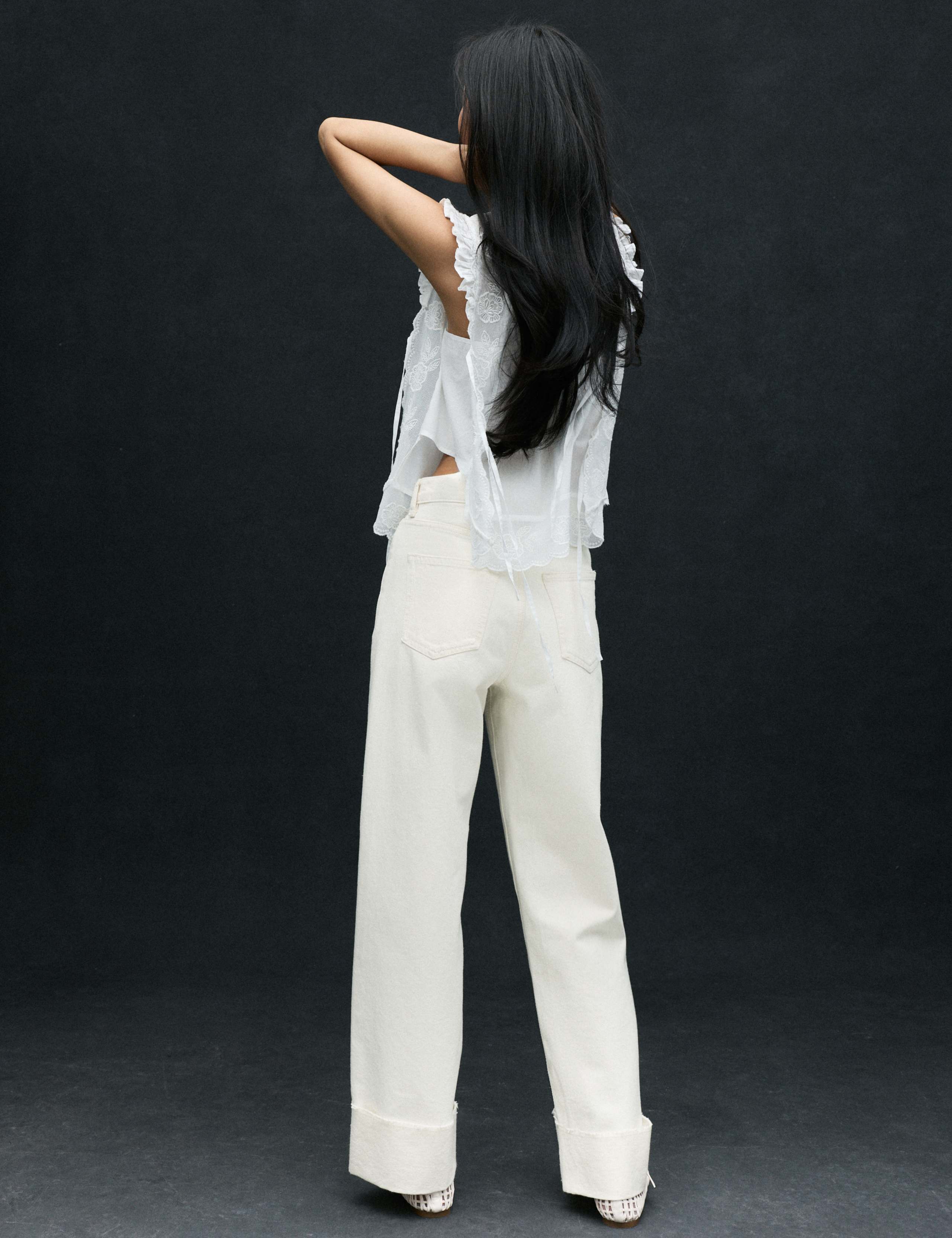 High Waisted Wide Leg Turn Up Jeans 7 of 7