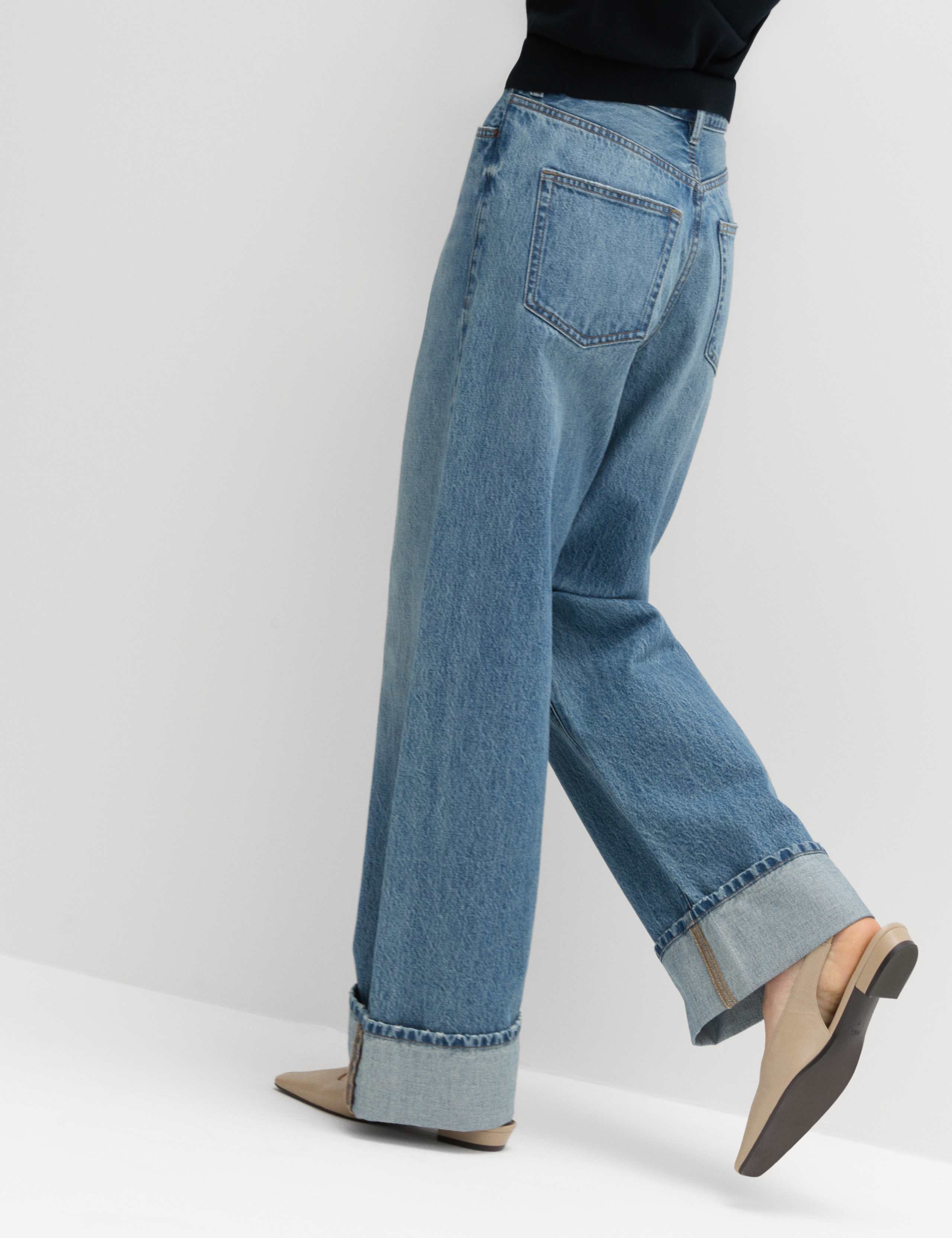 High Waisted Wide Leg Turn Up Jeans 6 of 6