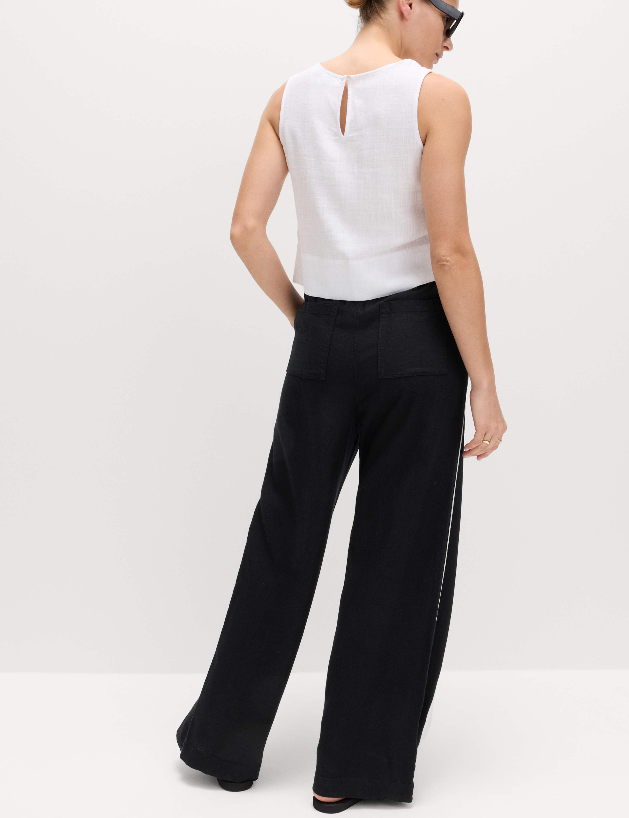 Linen Rich Tie Side Wide Leg Trousers 3 of 5