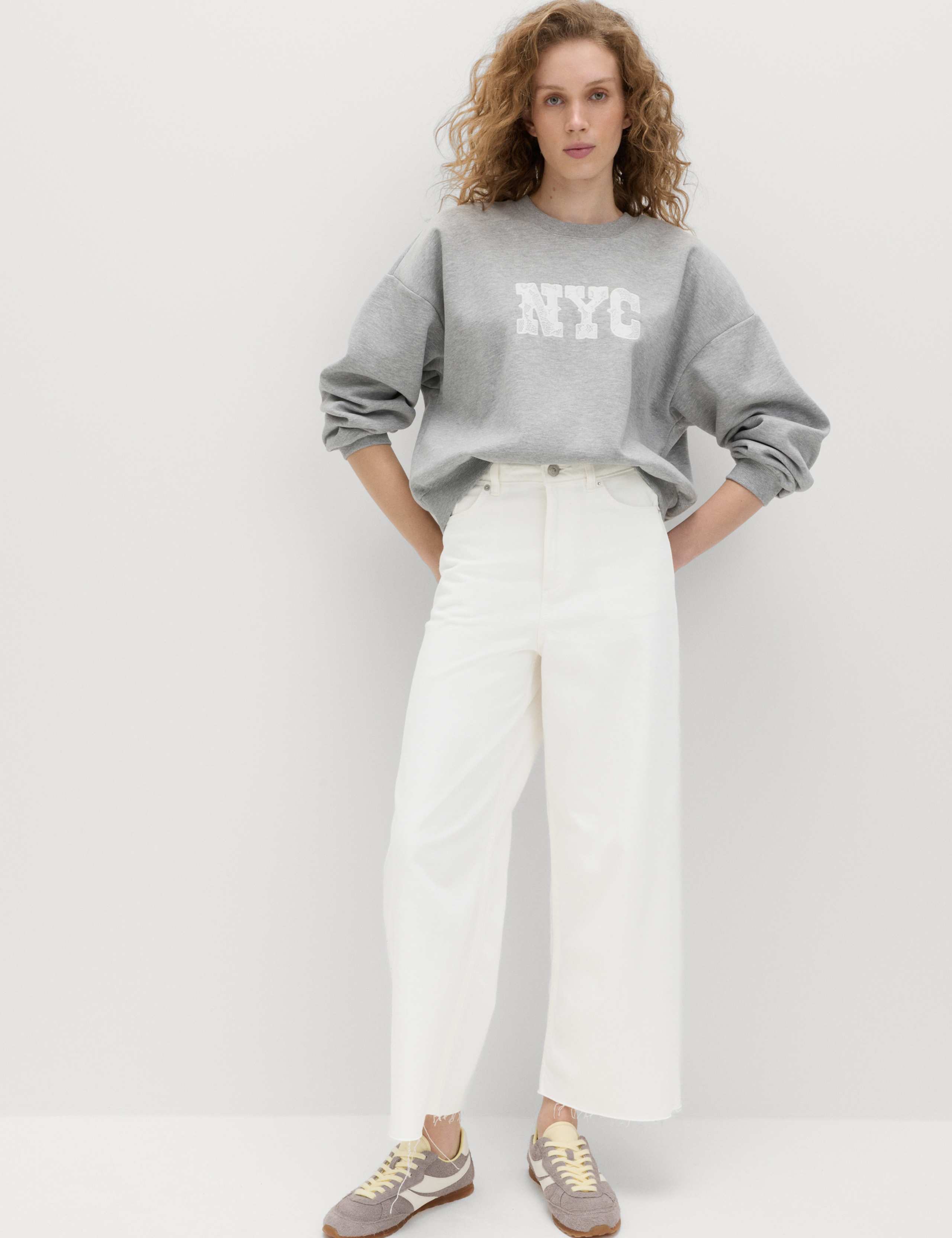 High Waisted Wide Leg Cropped Jeans 1 of 6