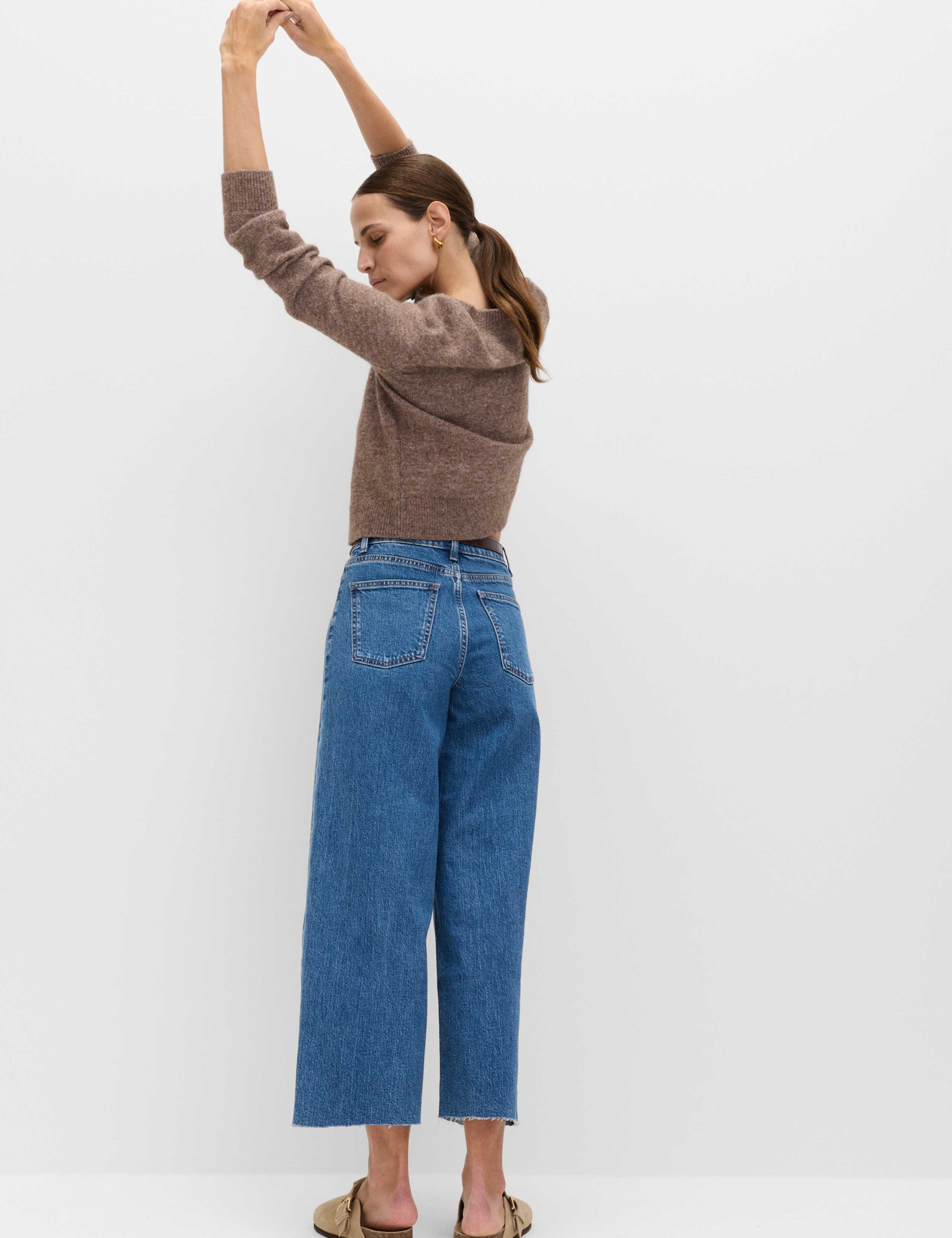 High Waisted Wide Leg Cropped Jeans 3 of 7