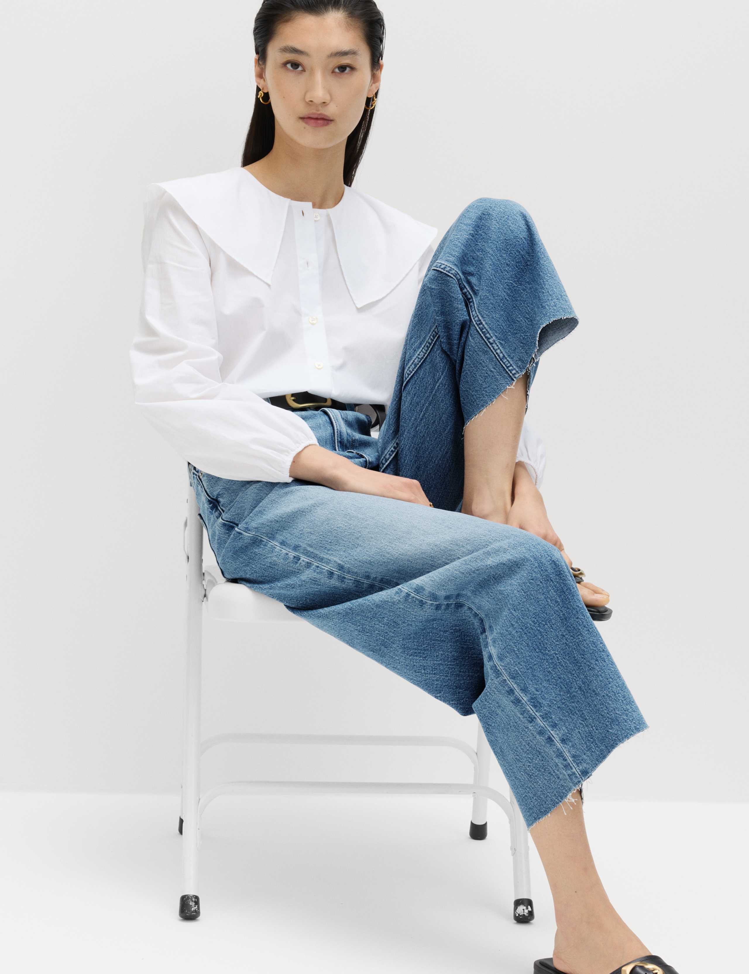 High Waisted Wide Leg Cropped Jeans 4 of 7