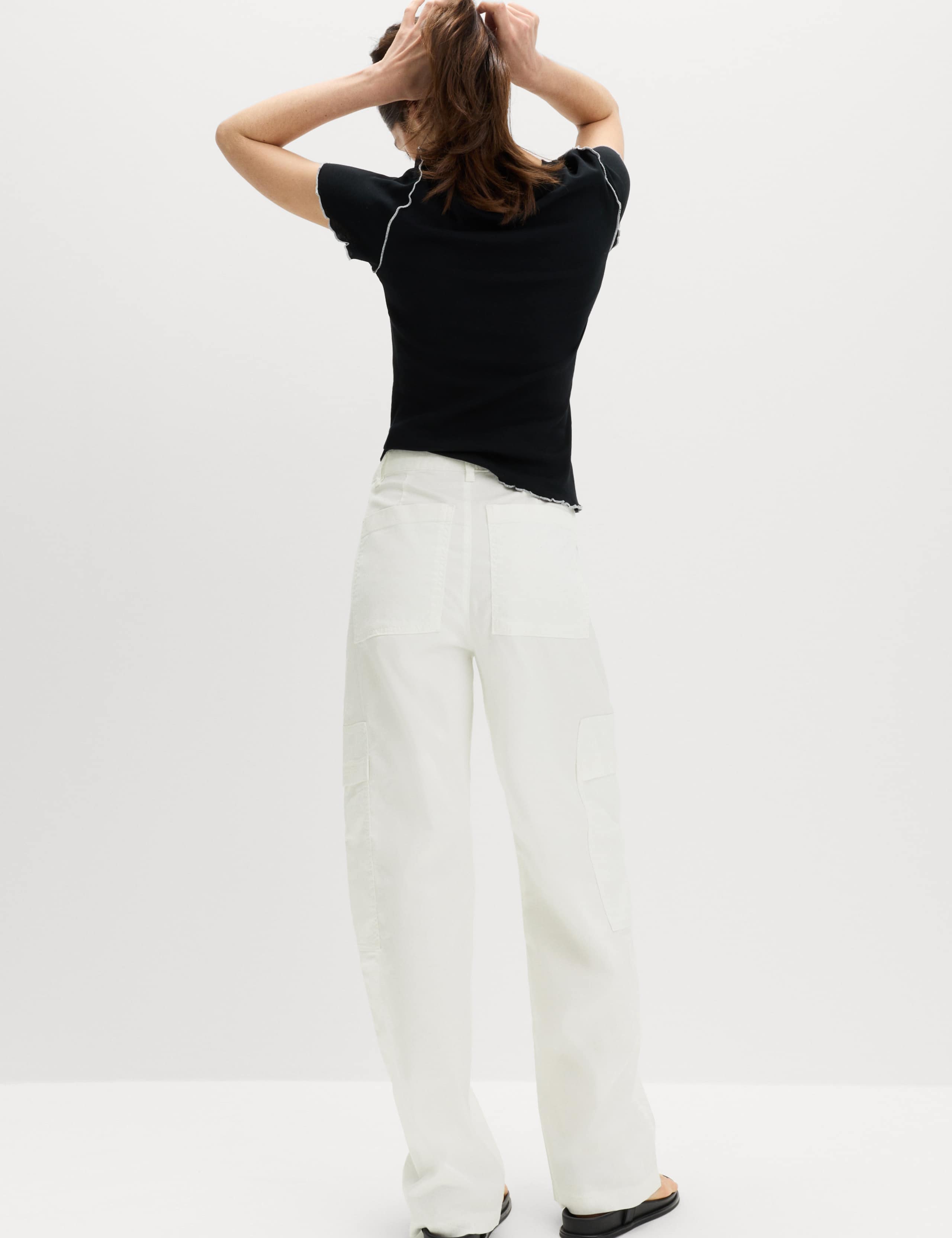 Lyocell Rich Cargo Wide Leg Trousers 3 of 5