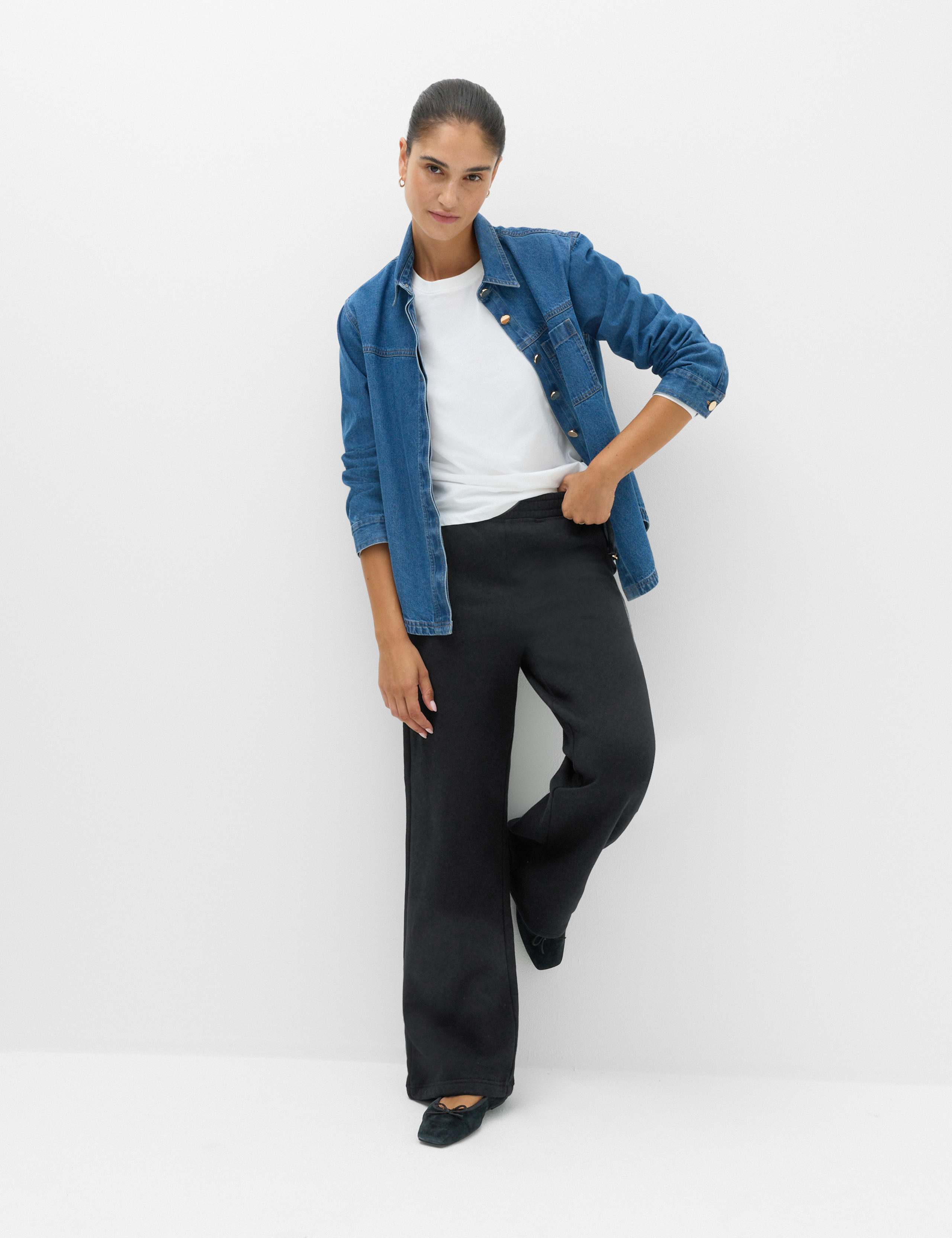 Pure Cotton Patch Pocket Wide Leg Joggers 5 of 7