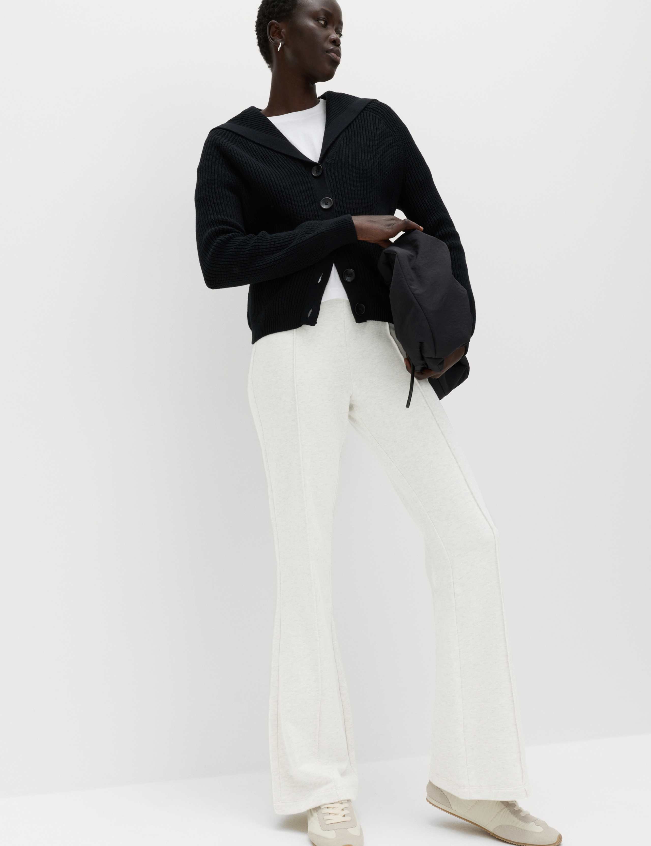 Pure Cotton Seam Detail Flared Joggers 1 of 6