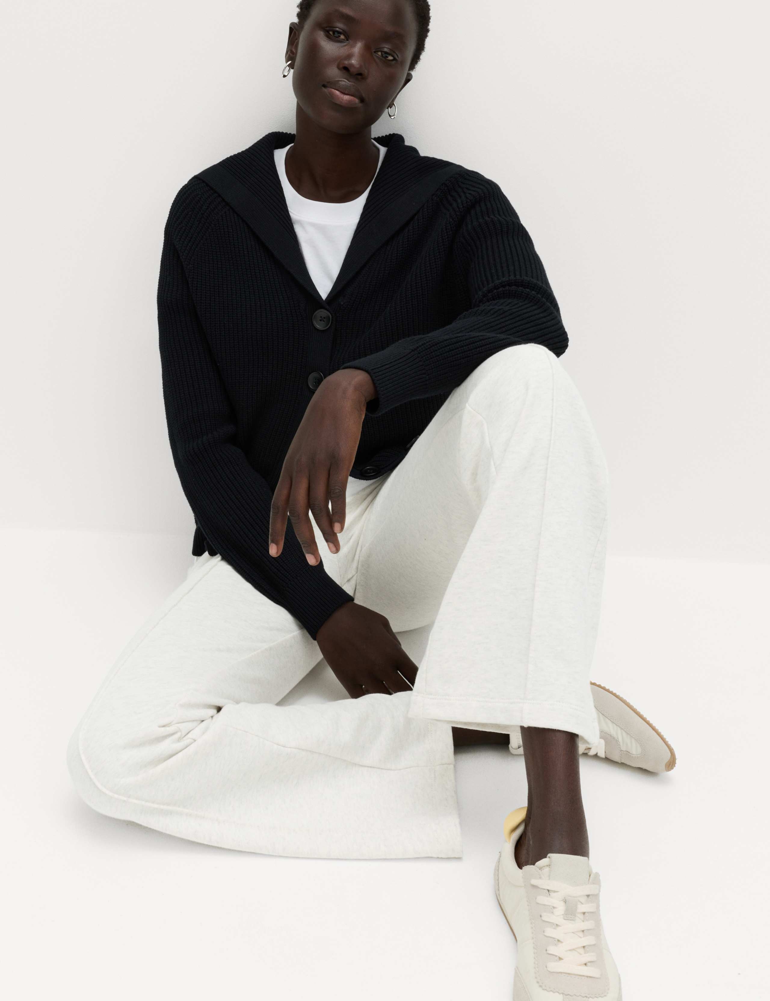 Pure Cotton Seam Detail Flared Joggers 4 of 6