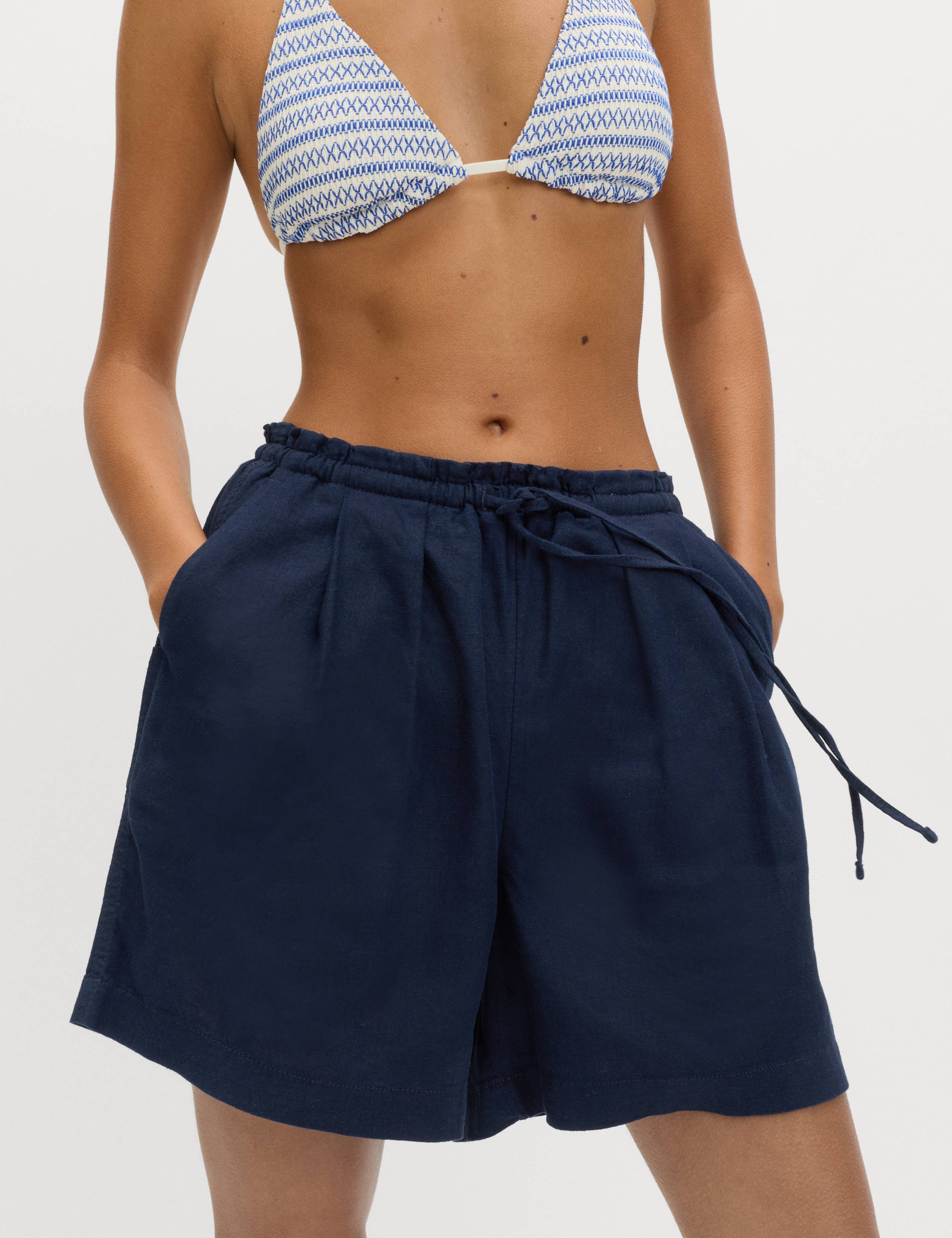 Linen Rich High Waisted Shorts 1 of 6