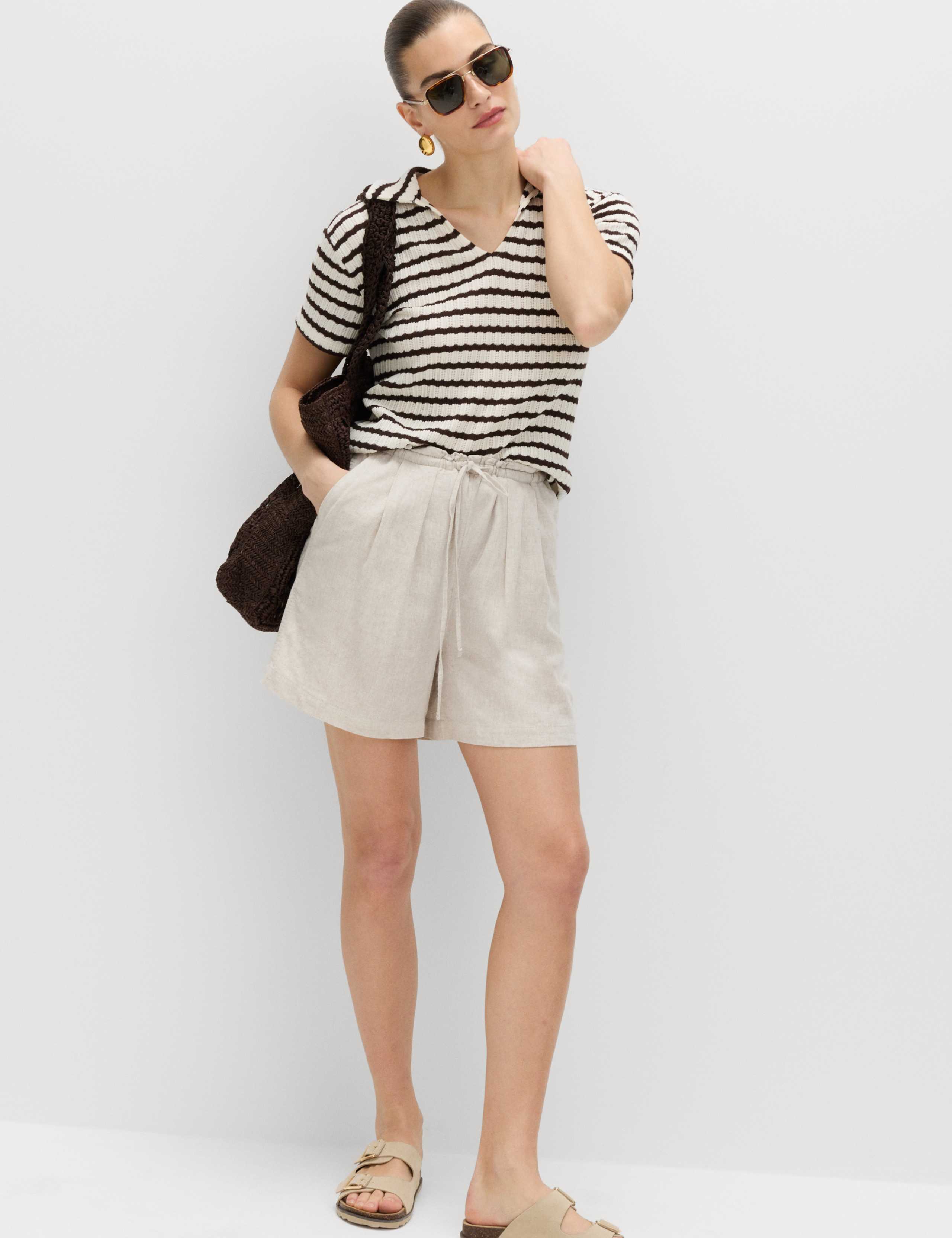 Linen Rich High Waisted Shorts 1 of 5