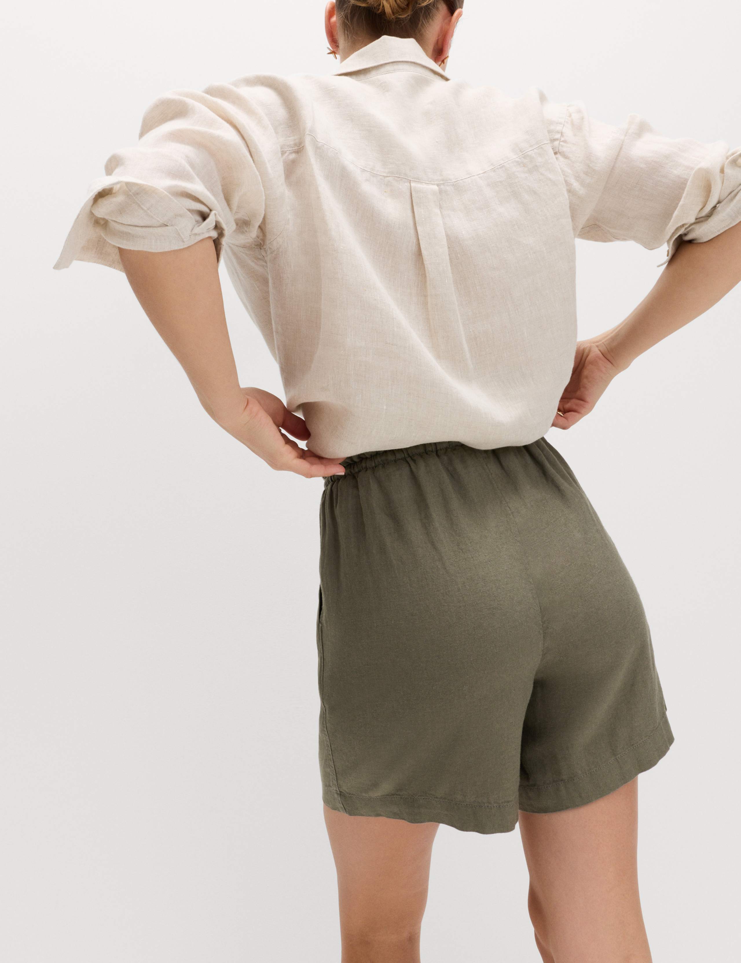 Linen Rich High Waisted Shorts 3 of 5