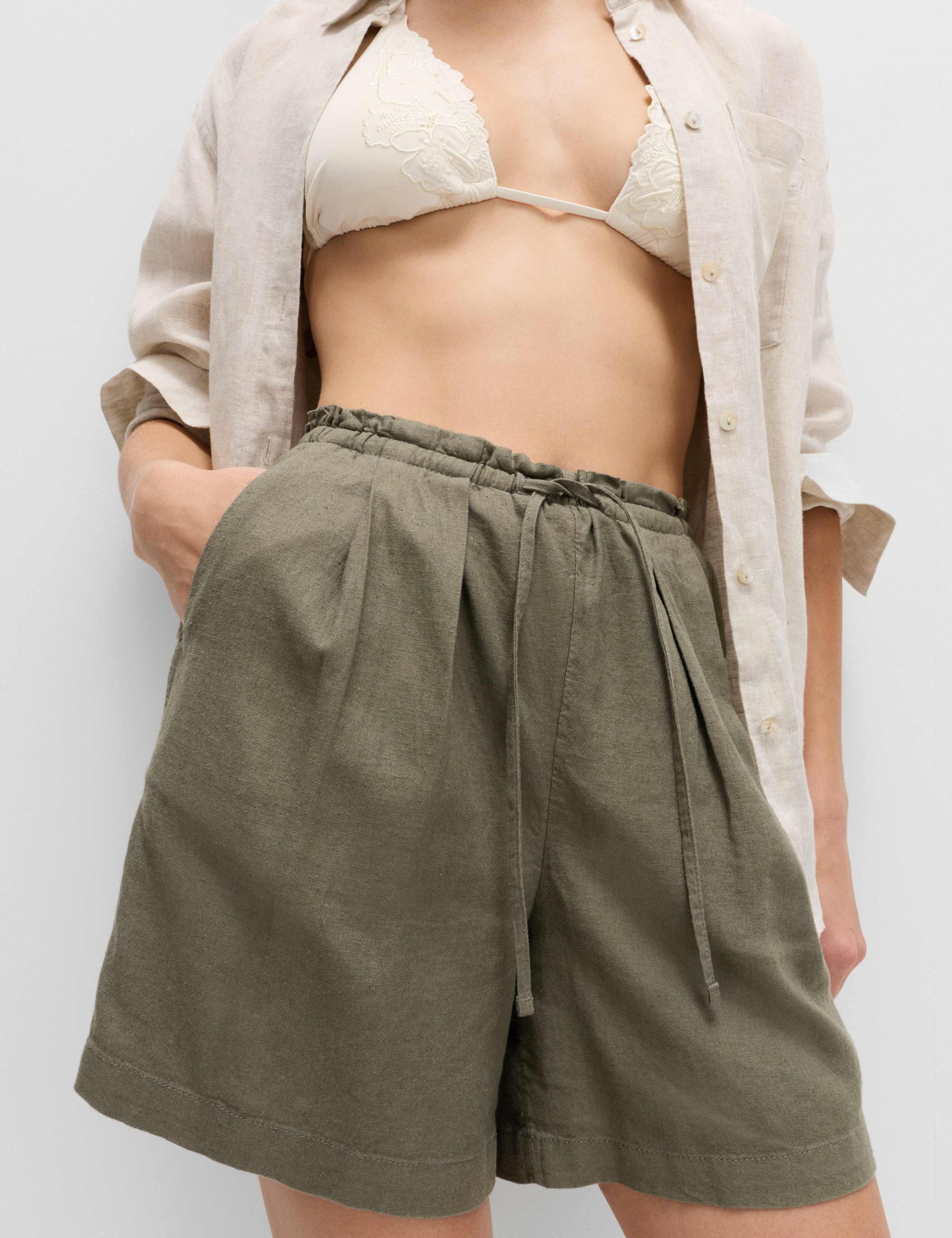 Linen Rich High Waisted Shorts 5 of 5