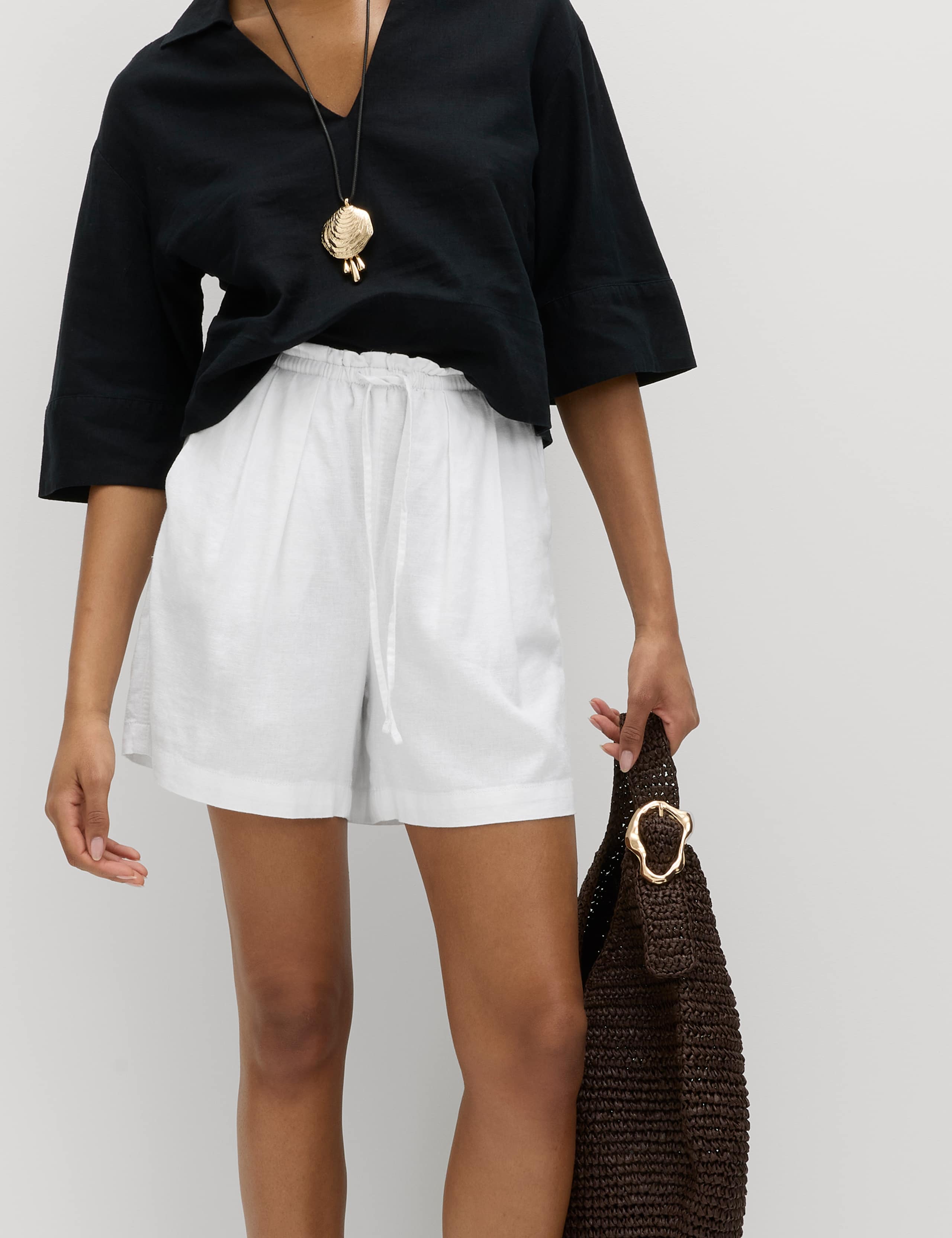 Linen Rich High Waisted Shorts 1 of 5