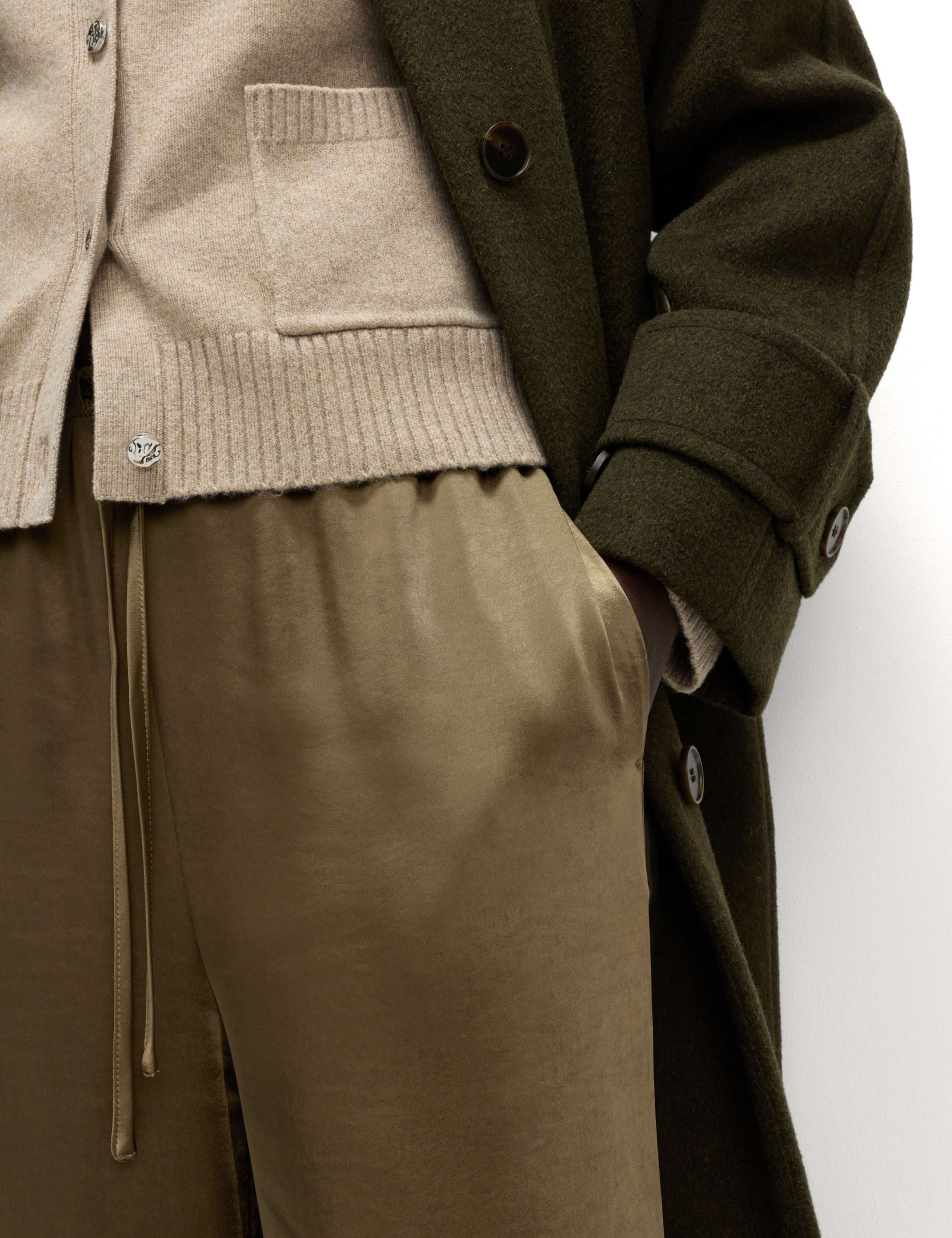 Satin Drawstring Wide Leg Trousers 4 of 6