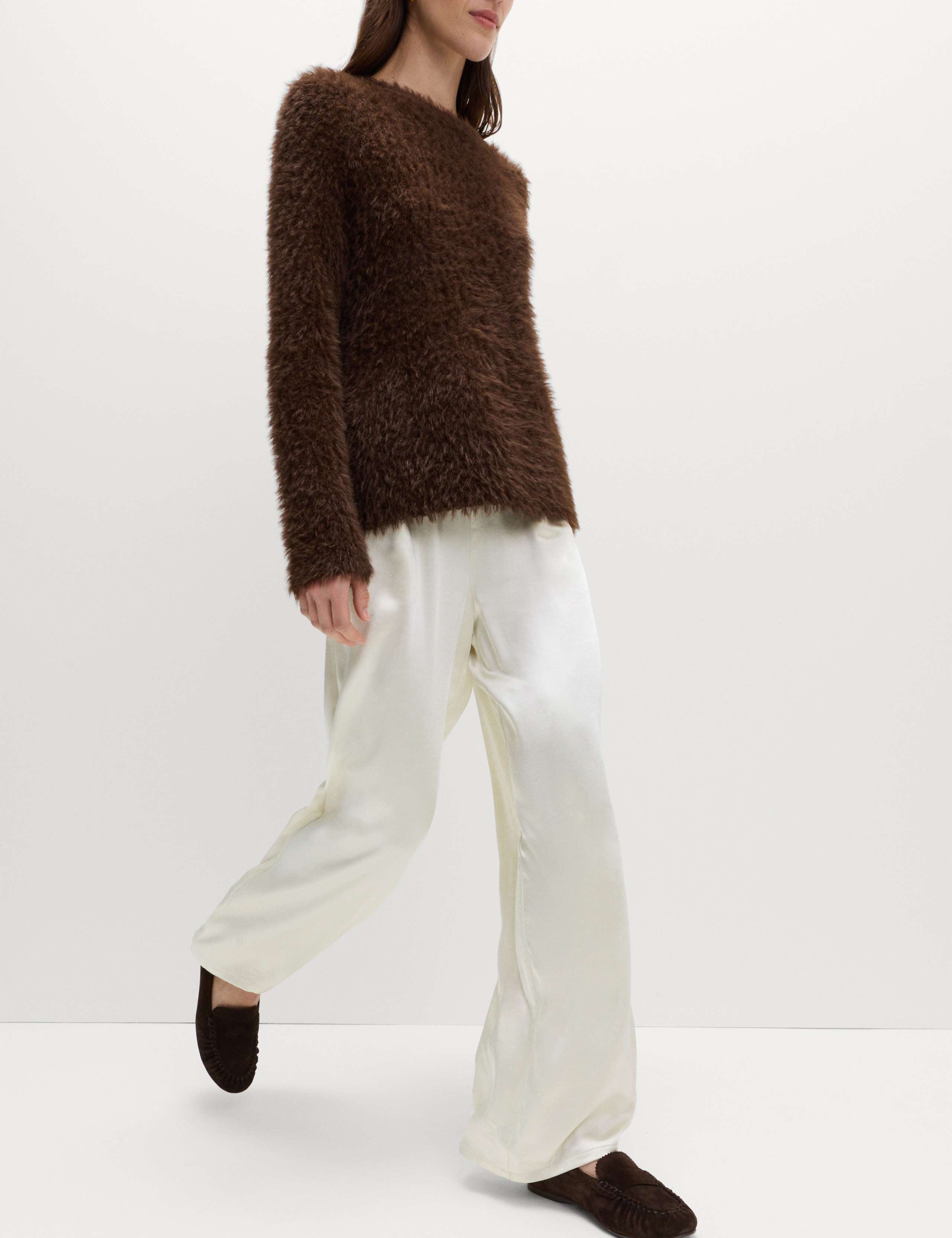 Satin Drawstring Wide Leg Trousers 3 of 5