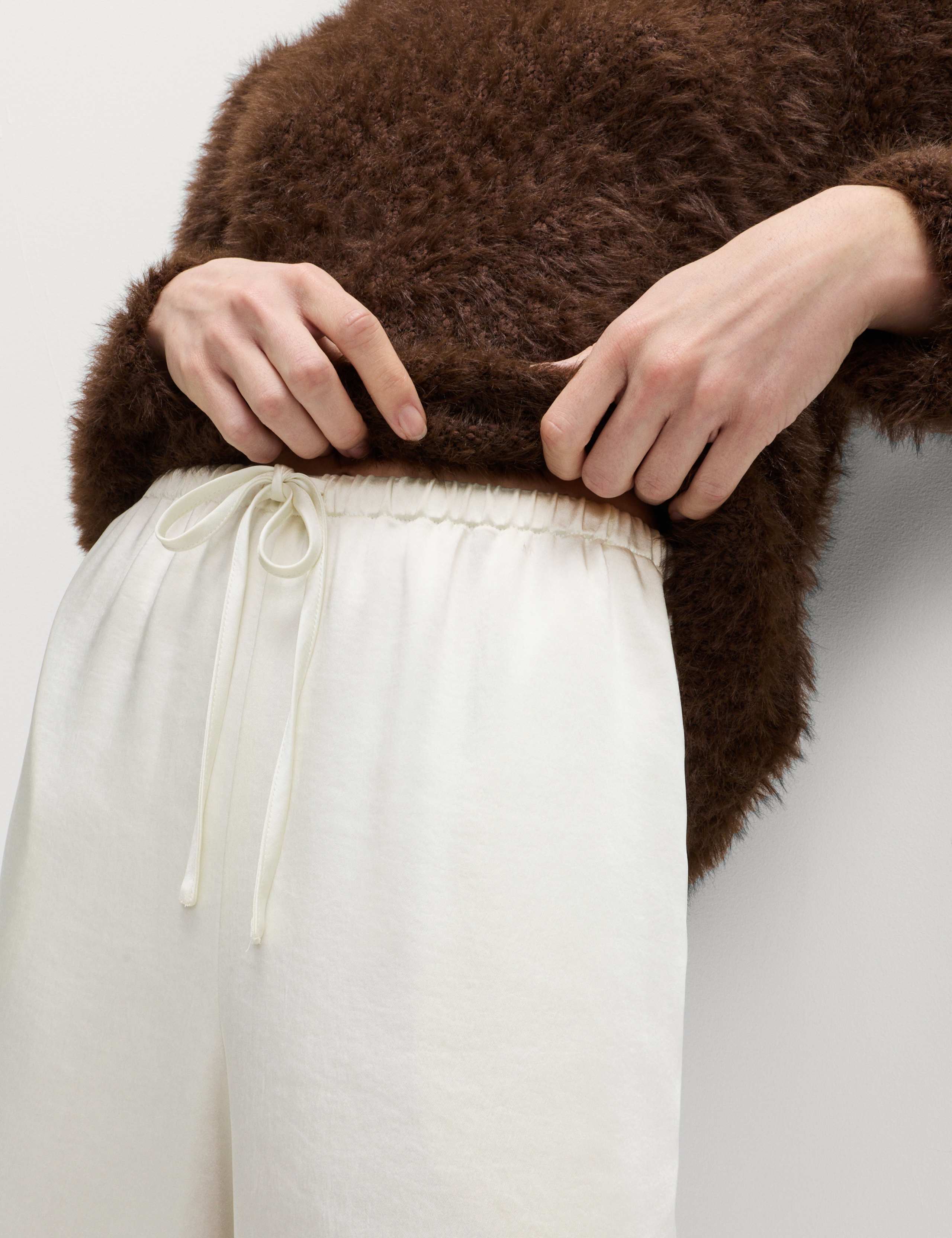 Satin Drawstring Wide Leg Trousers 4 of 5