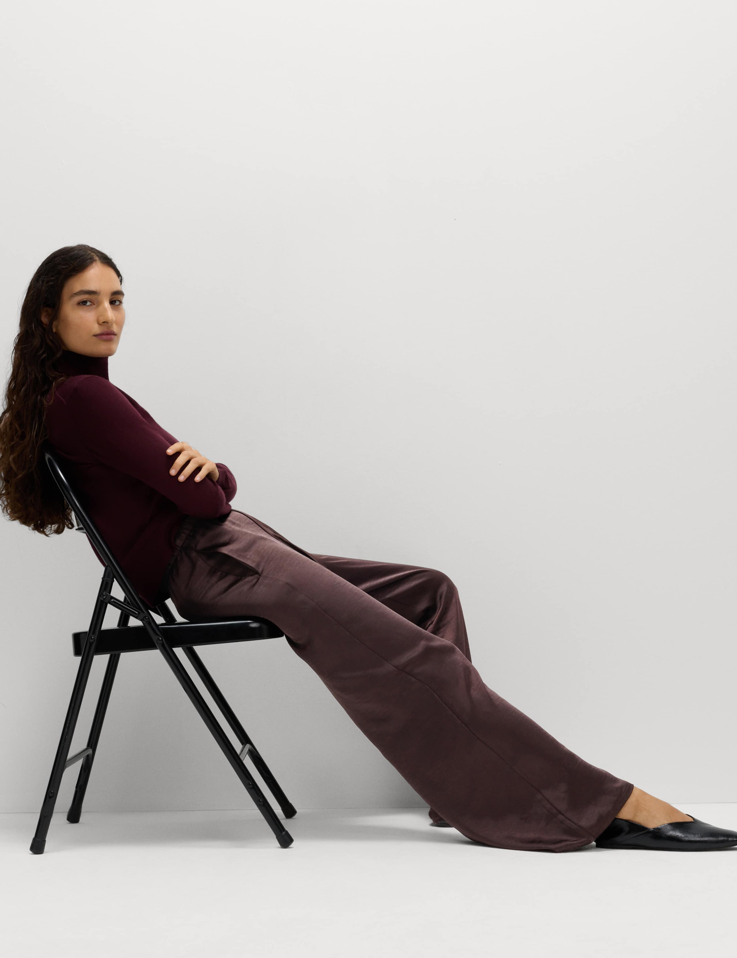 Satin Drawstring Wide Leg Trousers 6 of 7