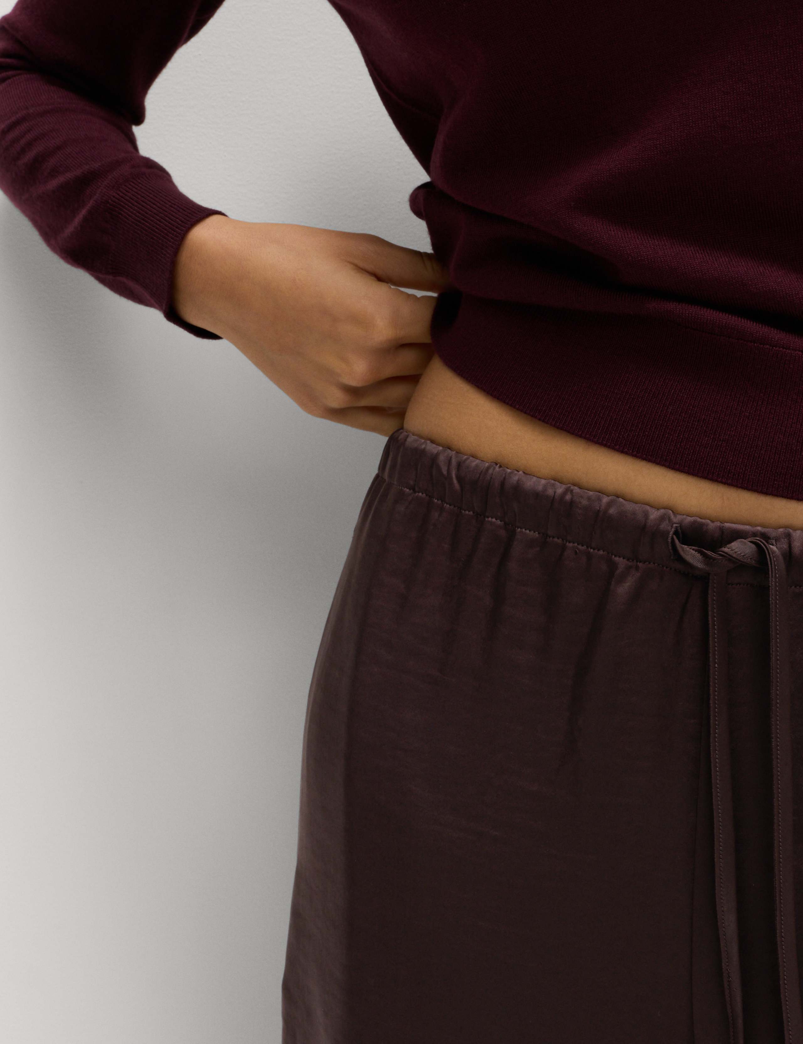 Satin Drawstring Wide Leg Trousers 7 of 7