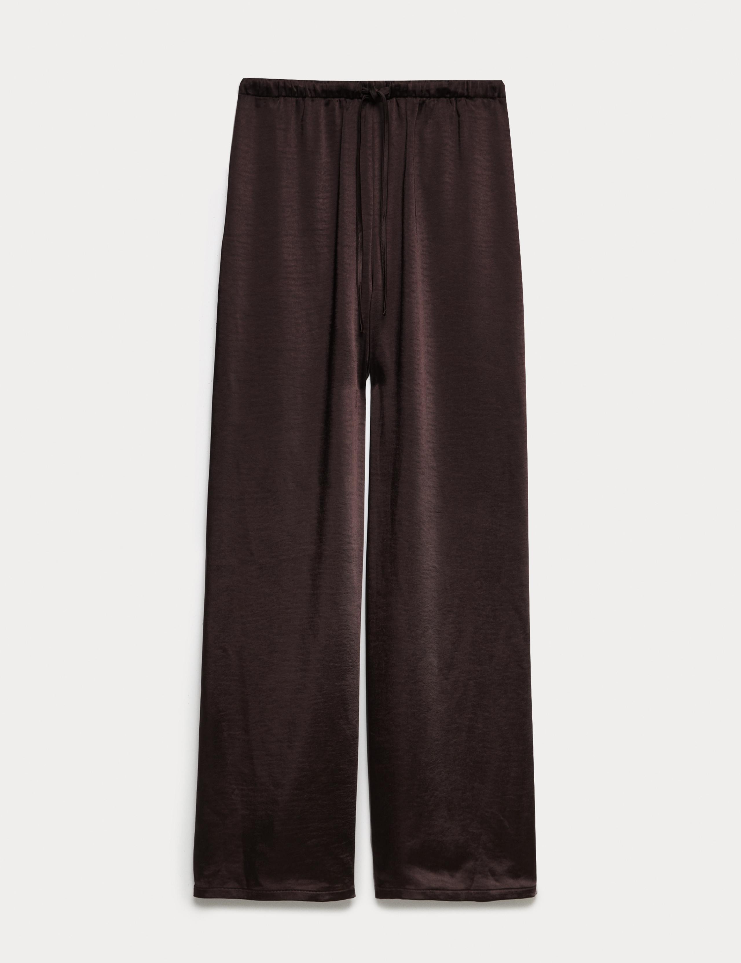 Satin Drawstring Wide Leg Trousers 2 of 7