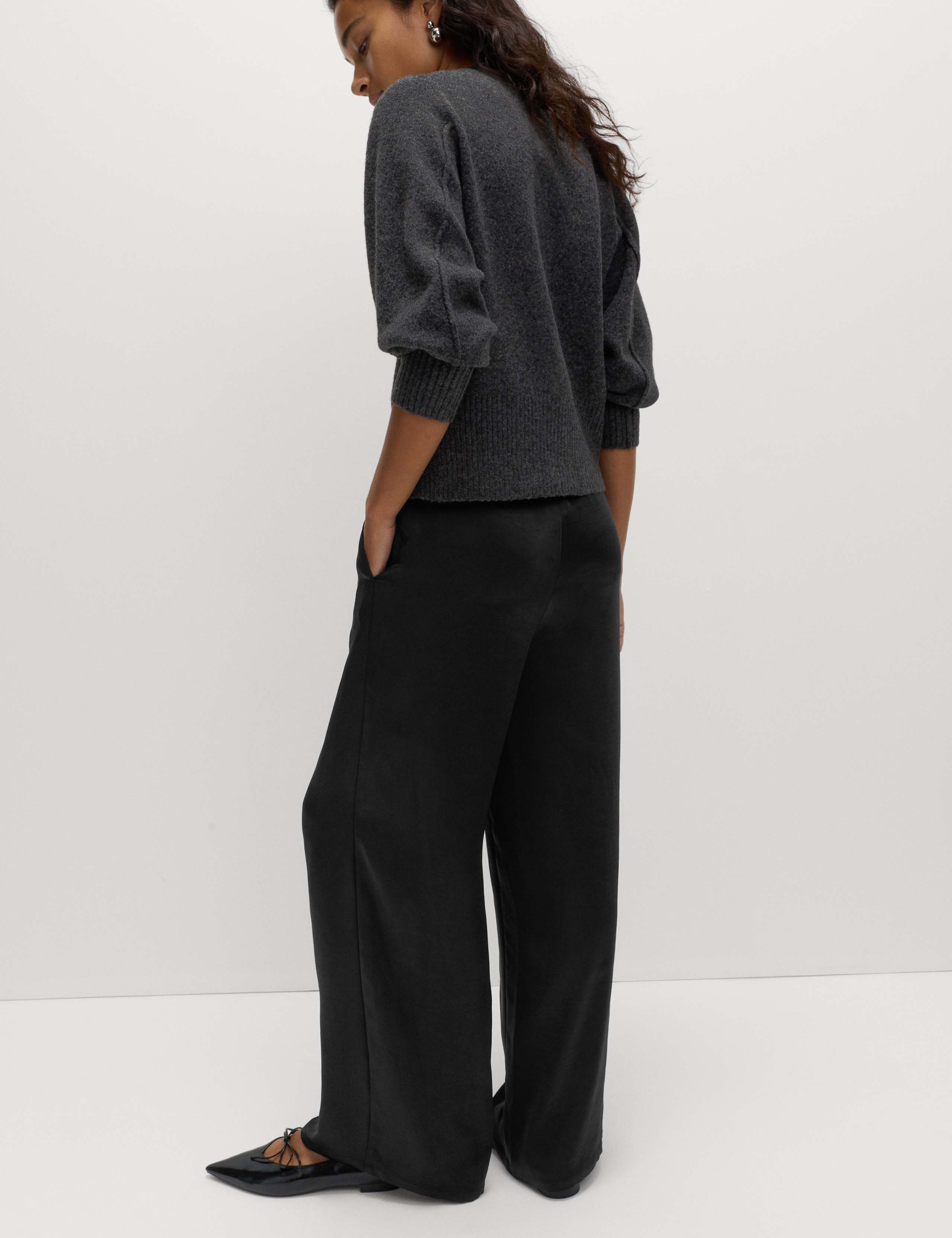 Satin Drawstring Wide Leg Trousers 6 of 7