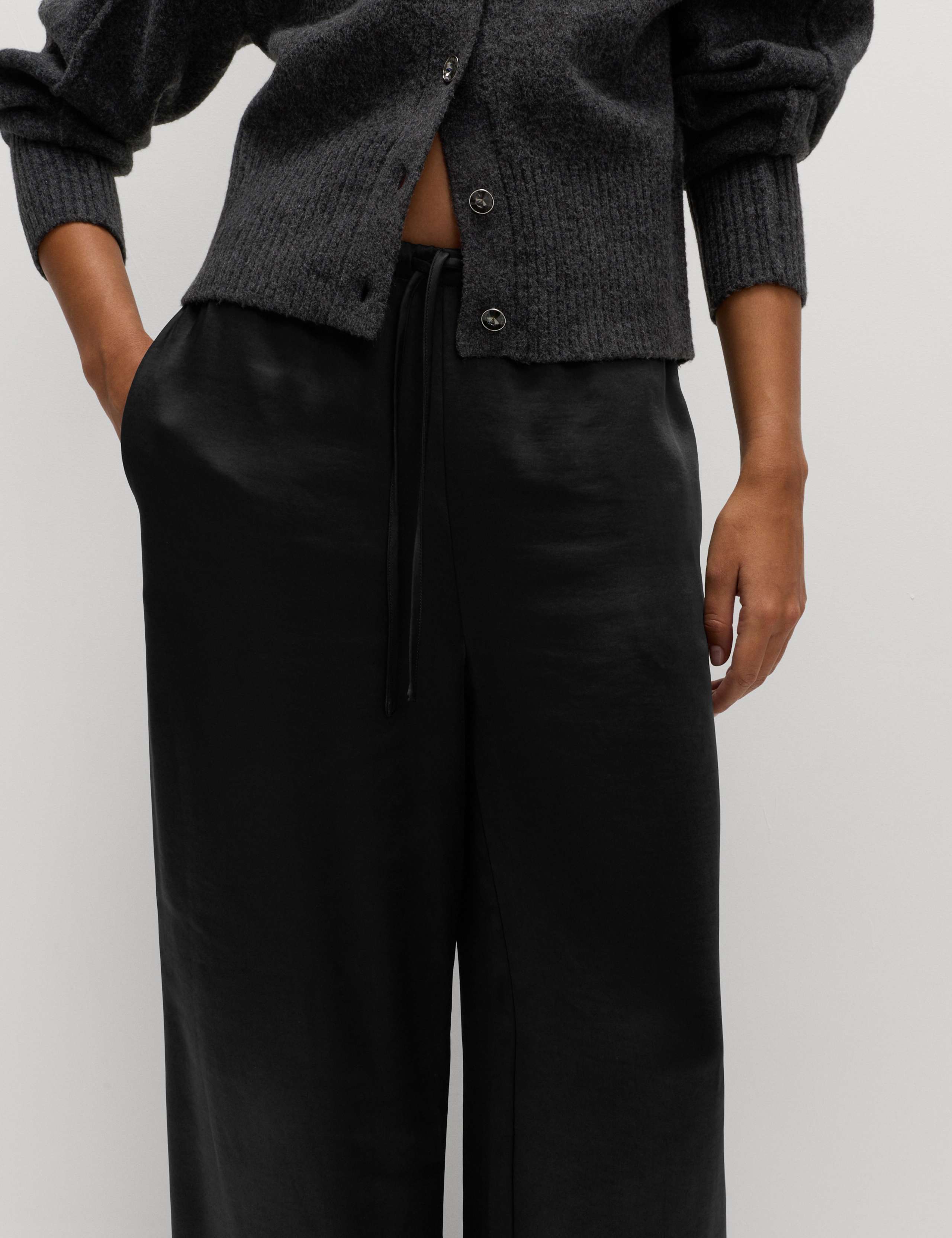 Satin Drawstring Wide Leg Trousers 7 of 7