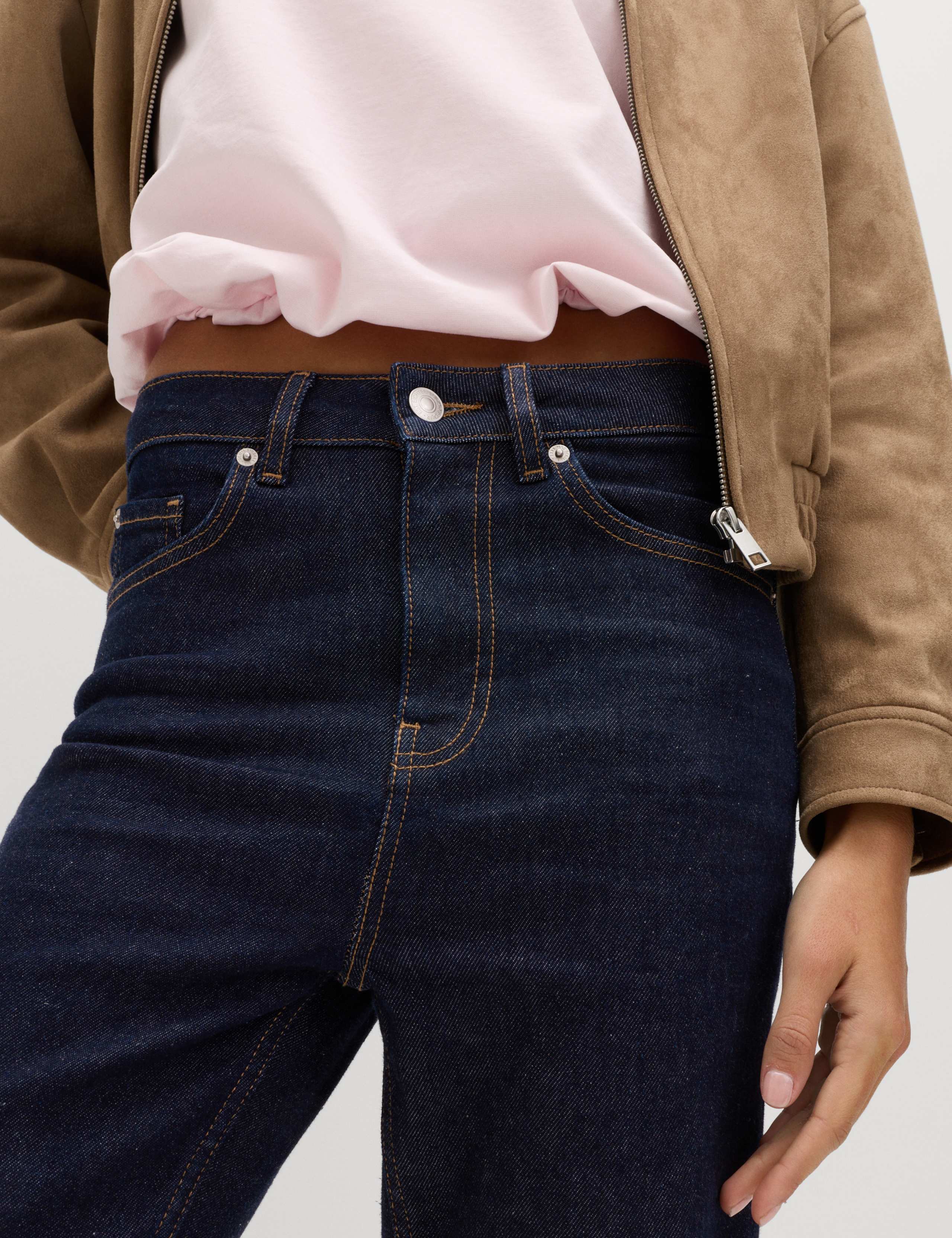 High Waisted Cropped Slim Fit Jeans 3 of 5