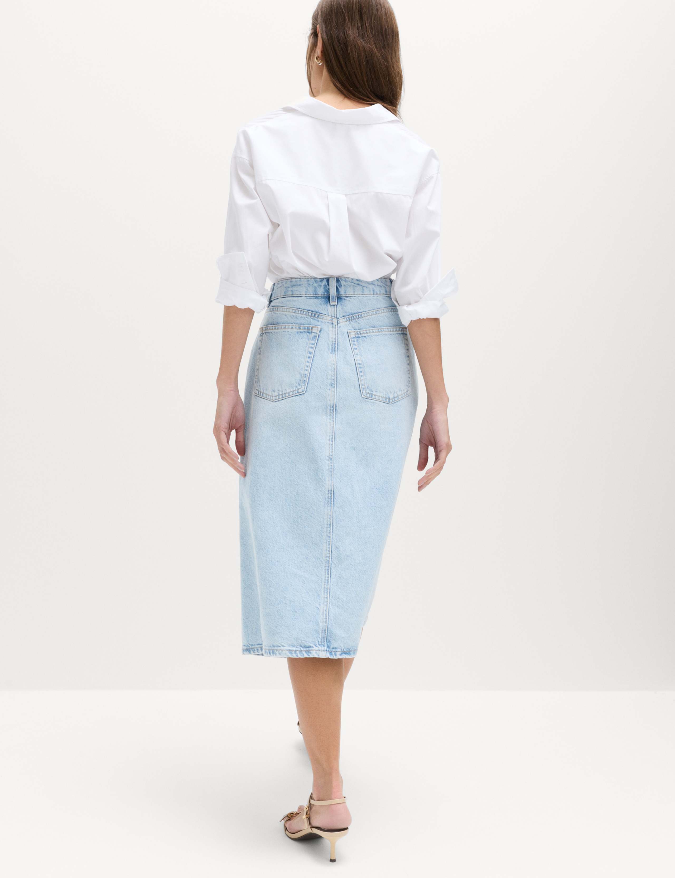 Pure Cotton Denim Asymmetric Midi Wrap Skirt 4 of 5