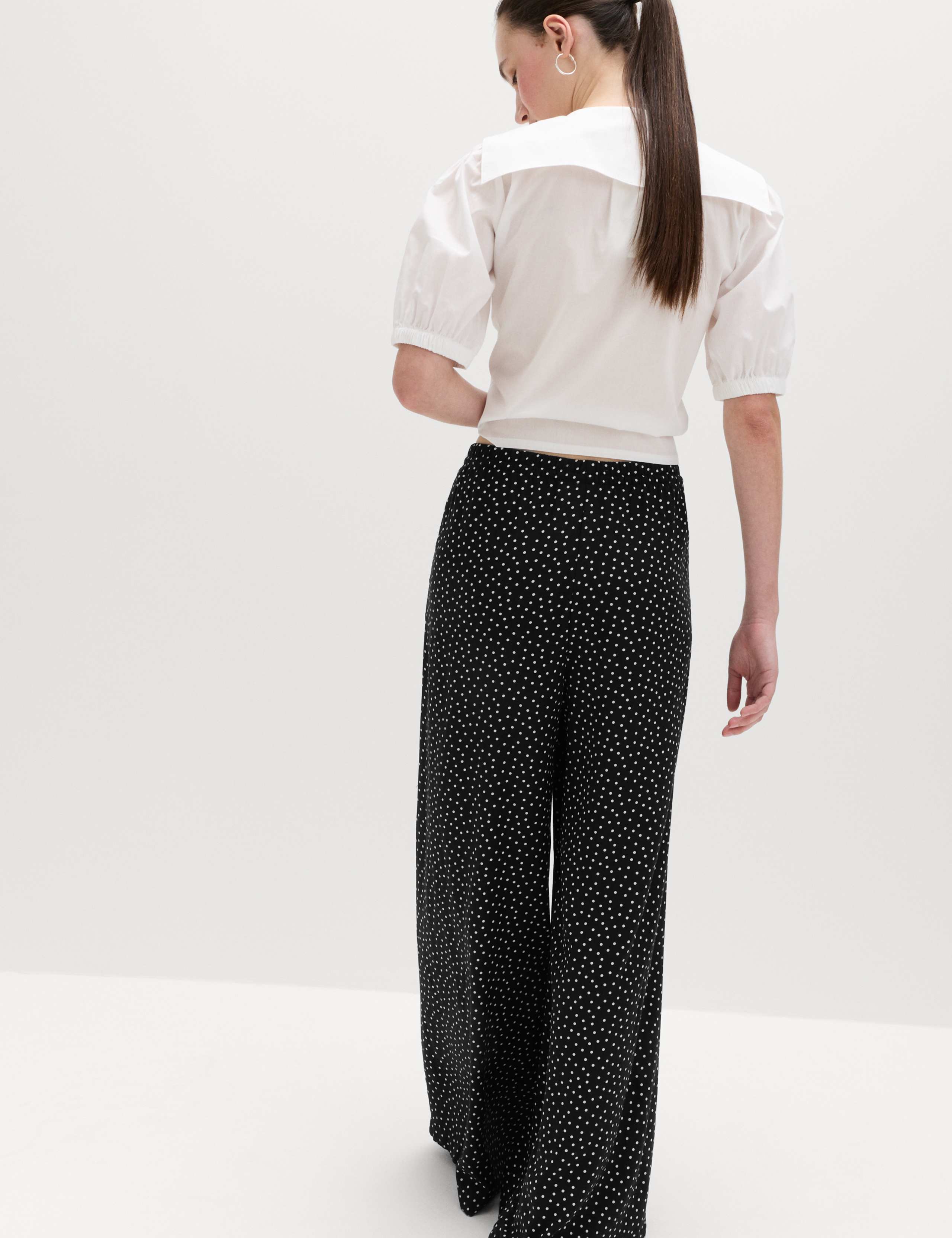 Printed Pull On Wide Leg Trousers 4 of 6