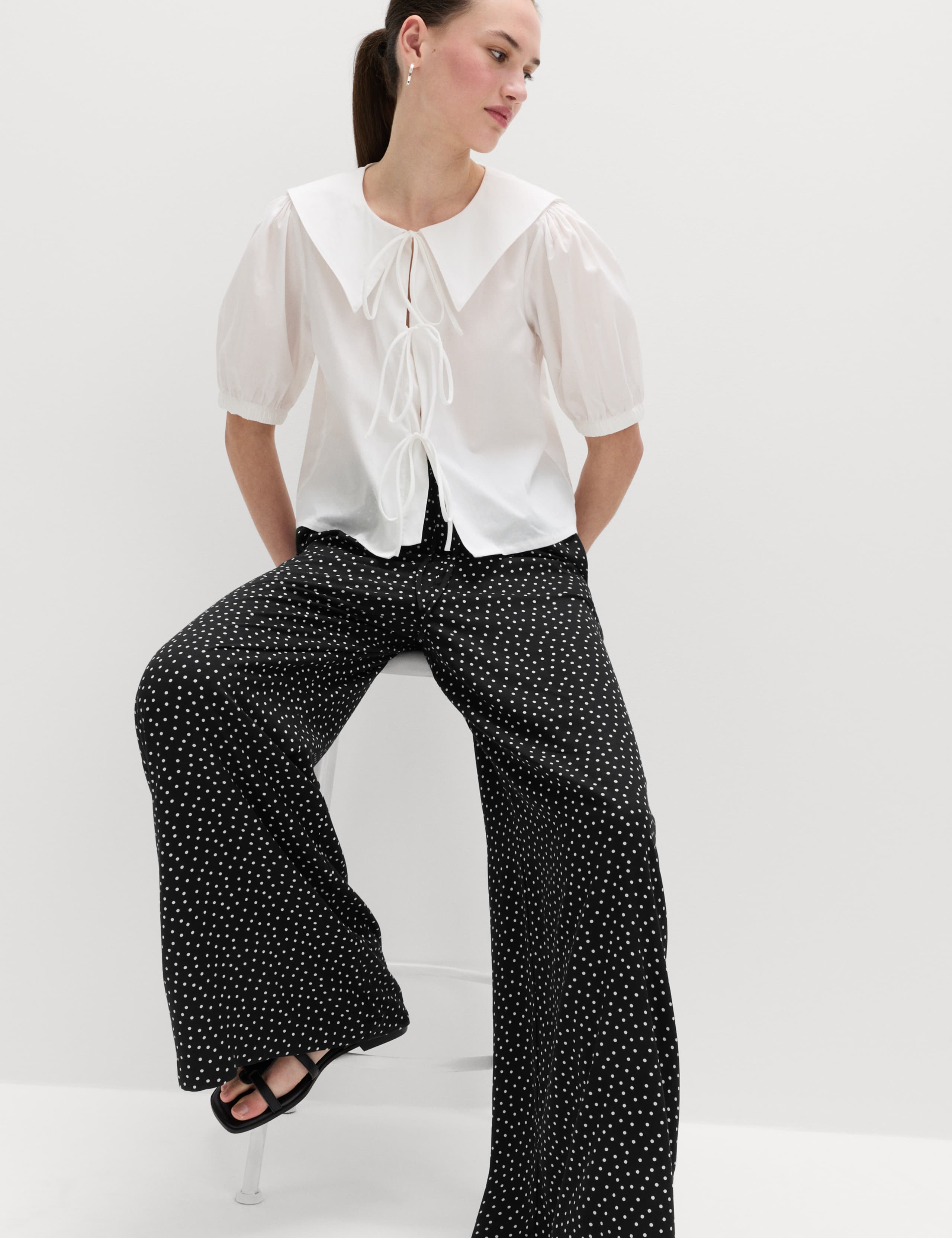 Printed Pull On Wide Leg Trousers 5 of 6