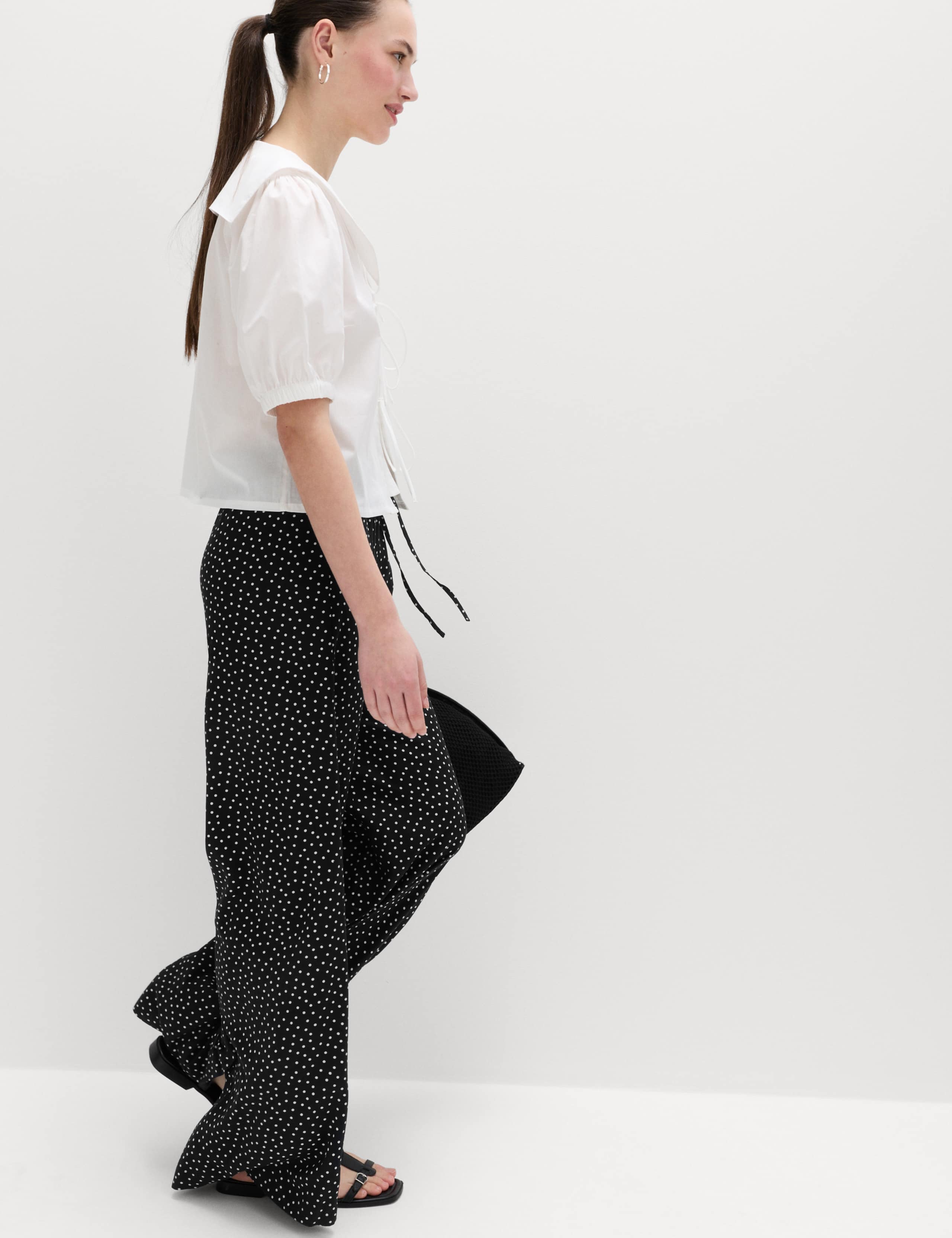 Printed Pull On Wide Leg Trousers 6 of 6