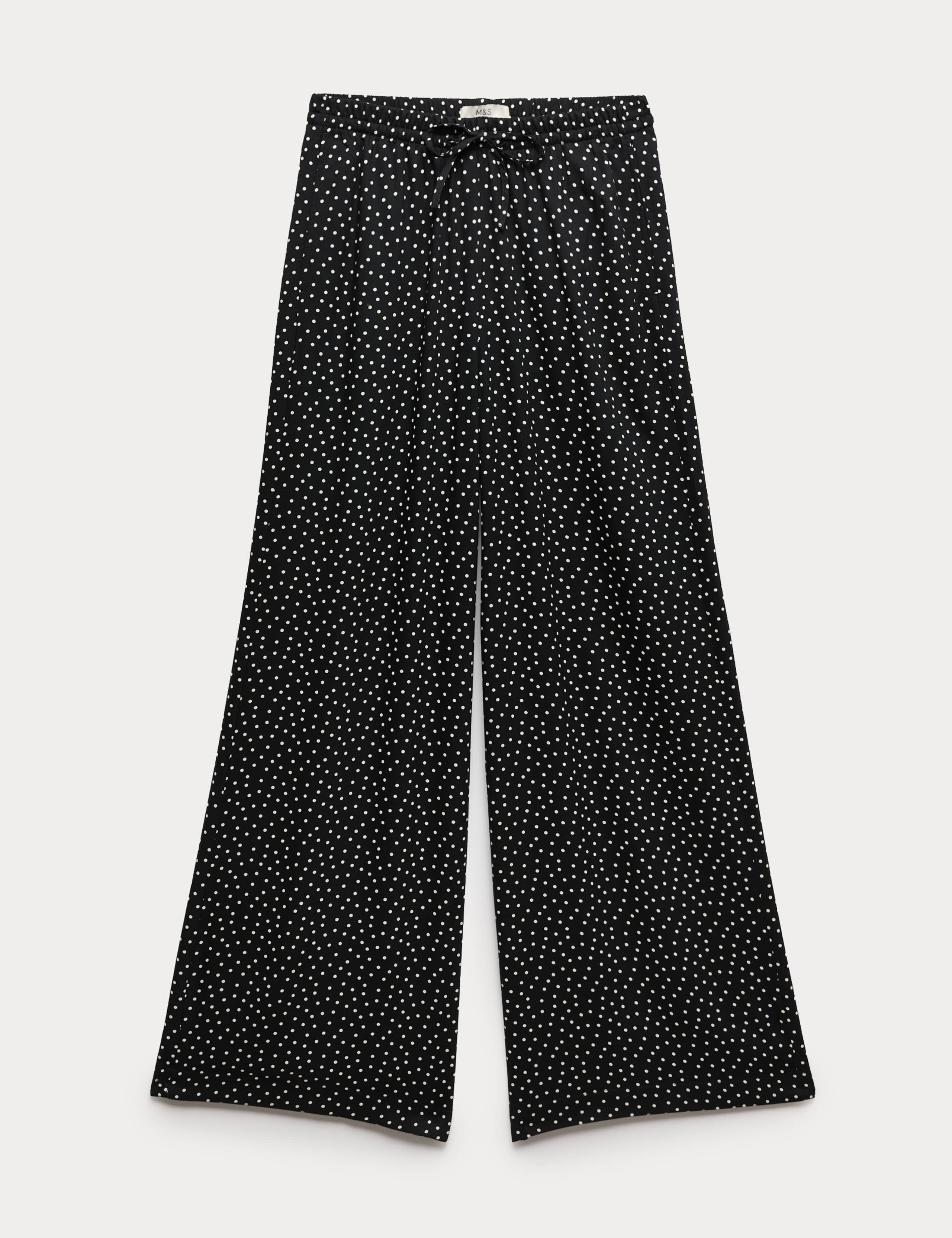 Printed Pull On Wide Leg Trousers 2 of 6