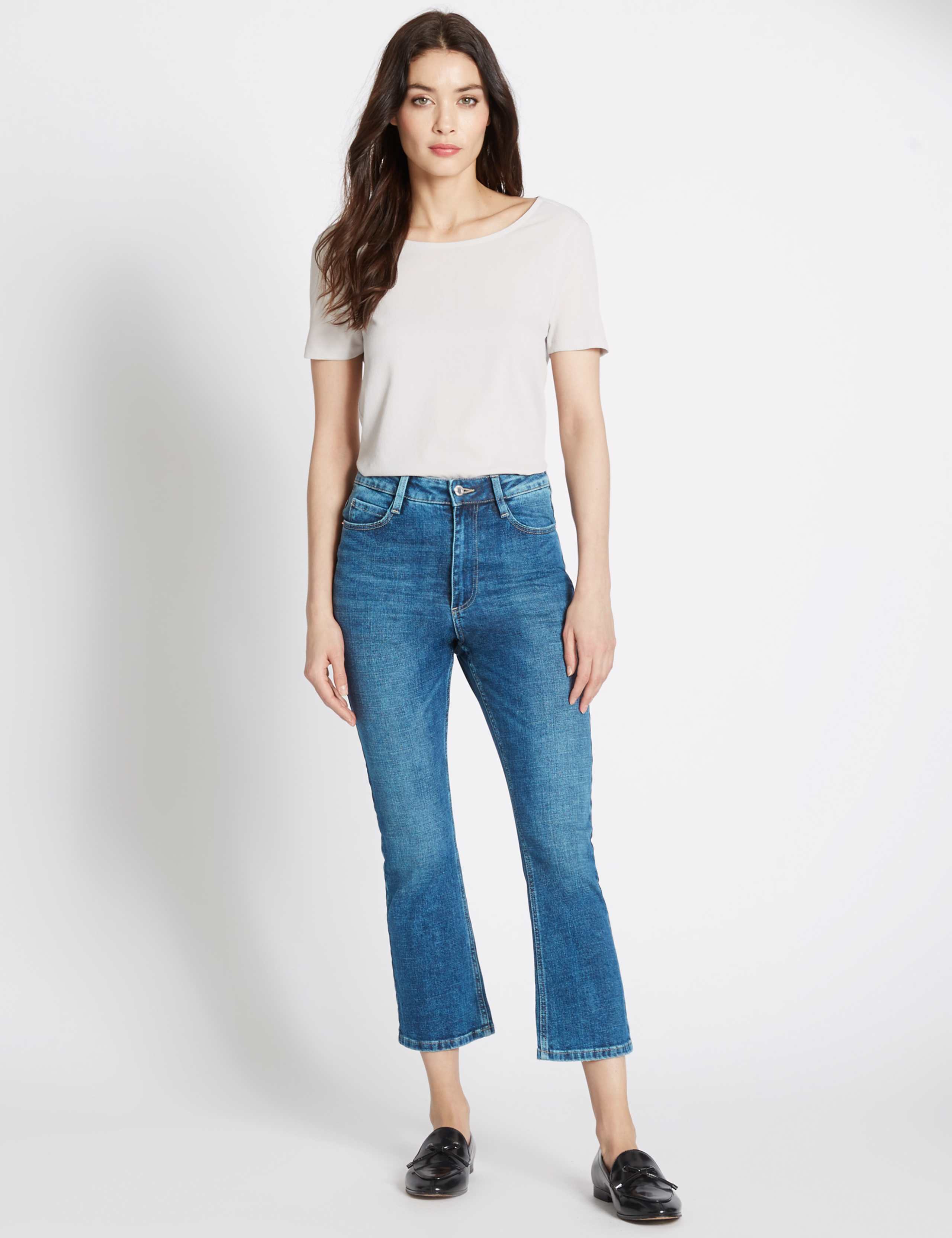 Flared Mid Rise Cropped Jeans 1 of 6