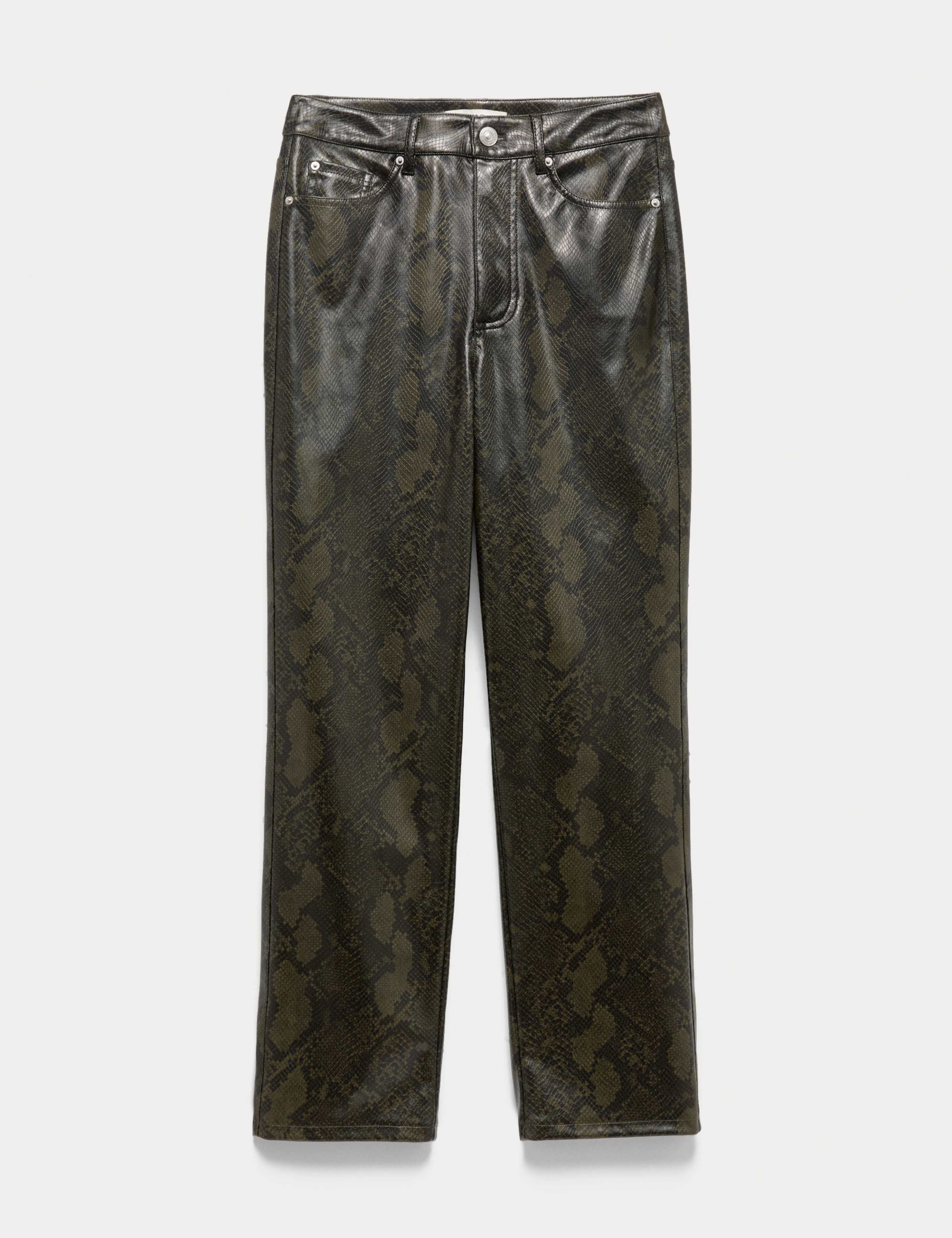 Faux Leather Snake Print Straight Leg Trousers 2 of 7