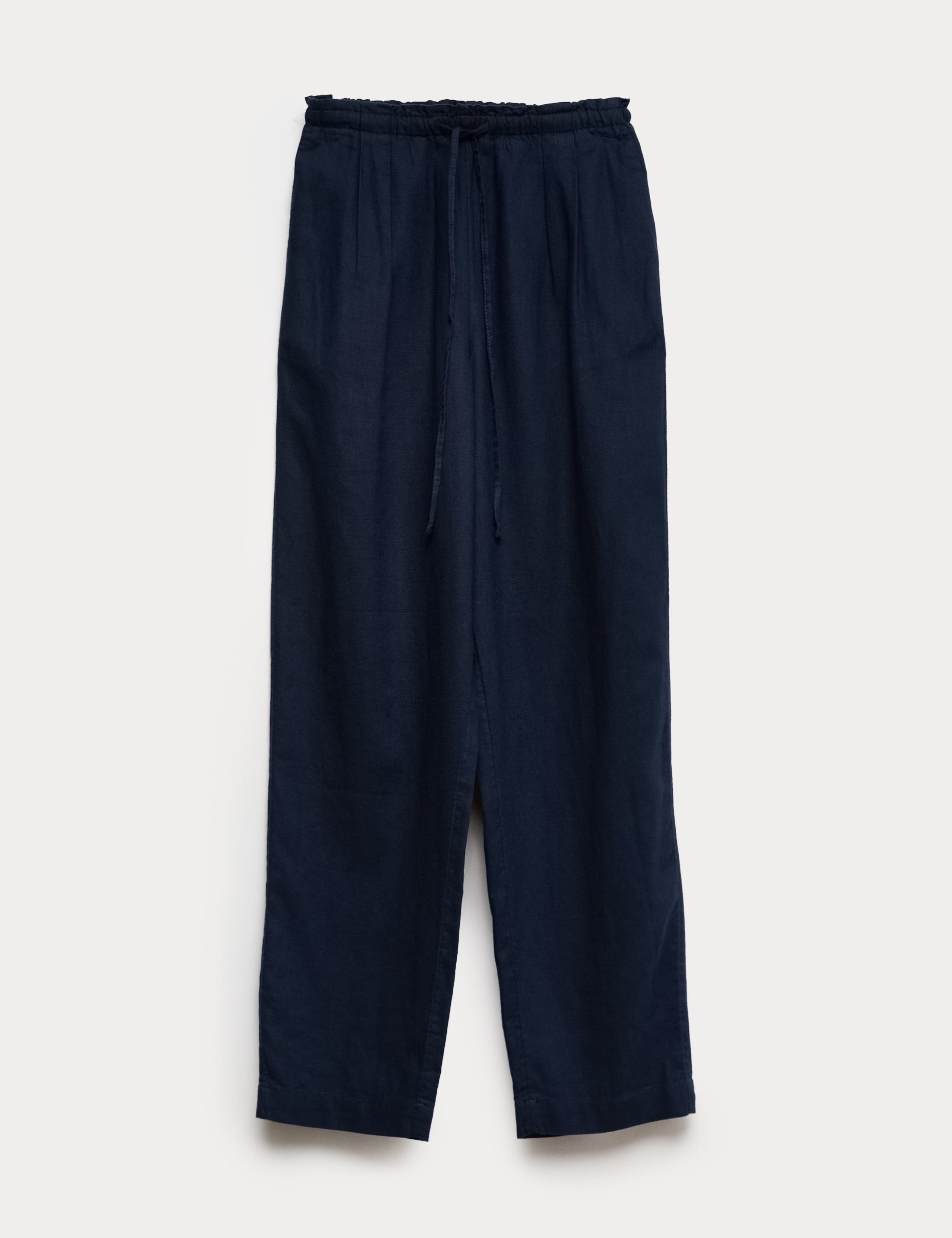 Linen Rich Elasticated Waist Tapered Trousers 1 of 1